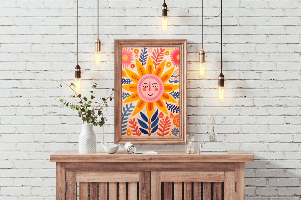 Drawing of Smiling Sun Wall Art - beink online art store