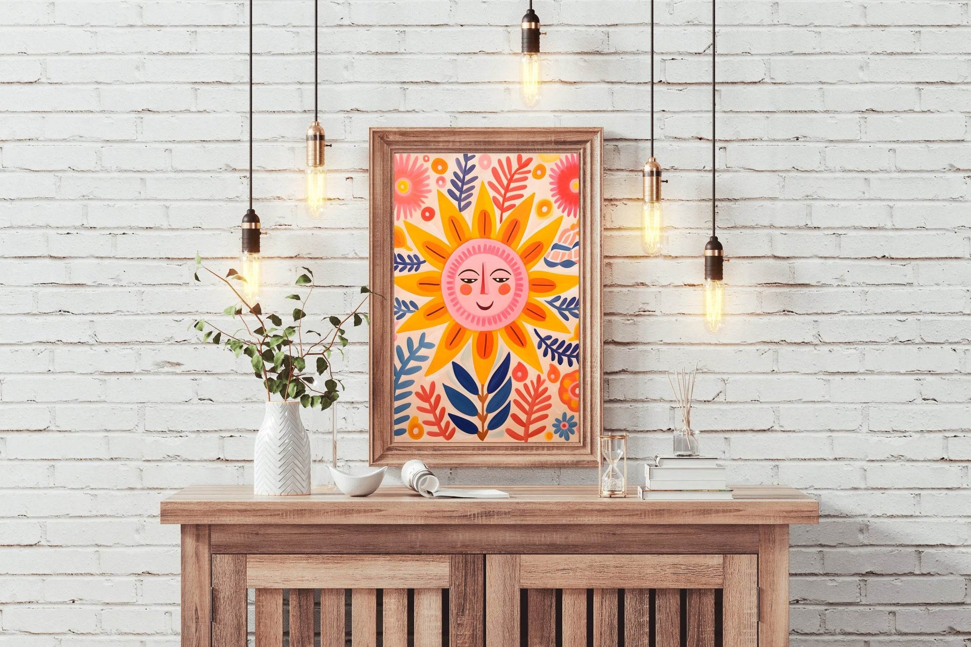 Drawing of Smiling Sun Wall Art - beink online art store