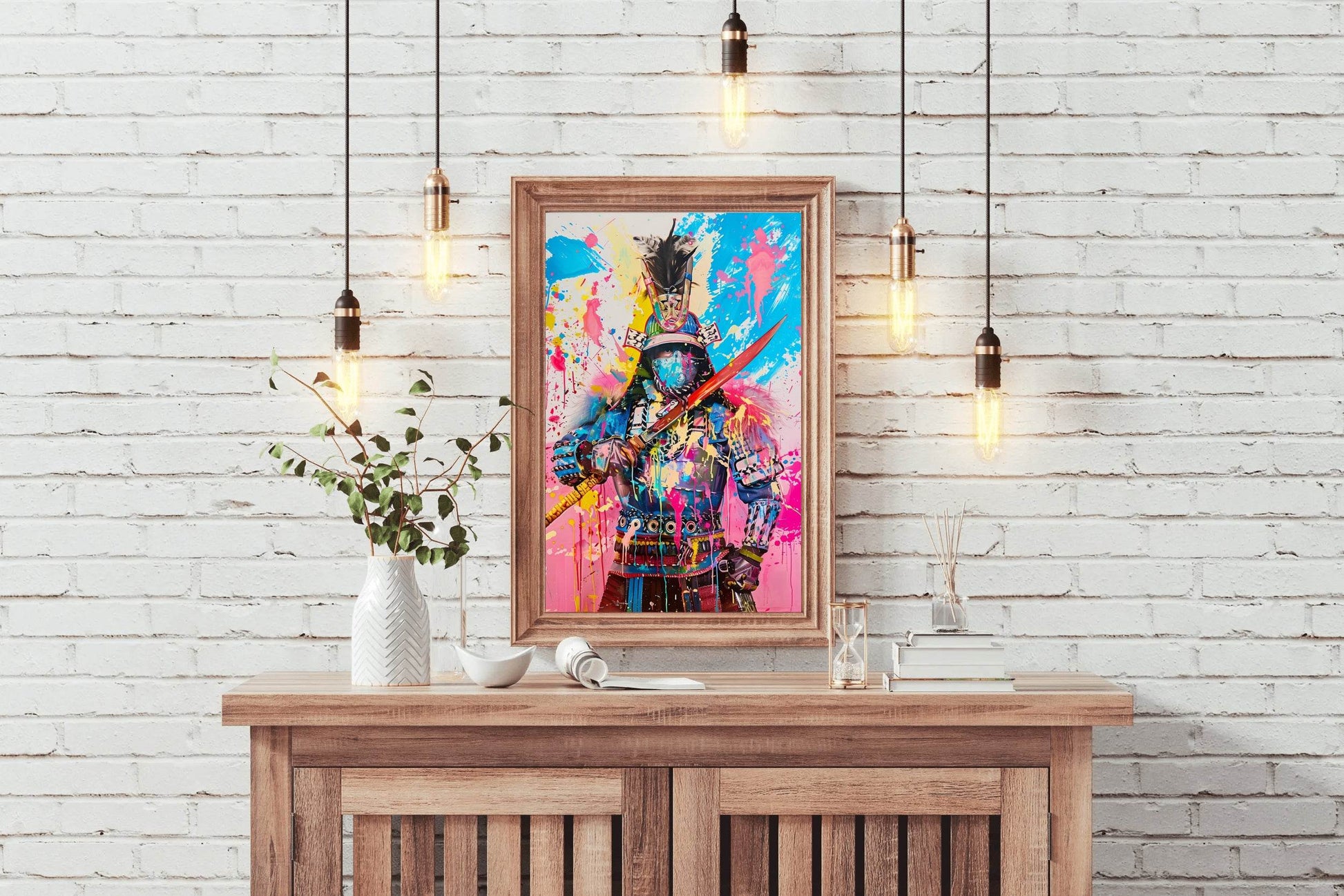 Futuristic Samurai Warrior in Vibrant Colors Wall Art - beink online art store