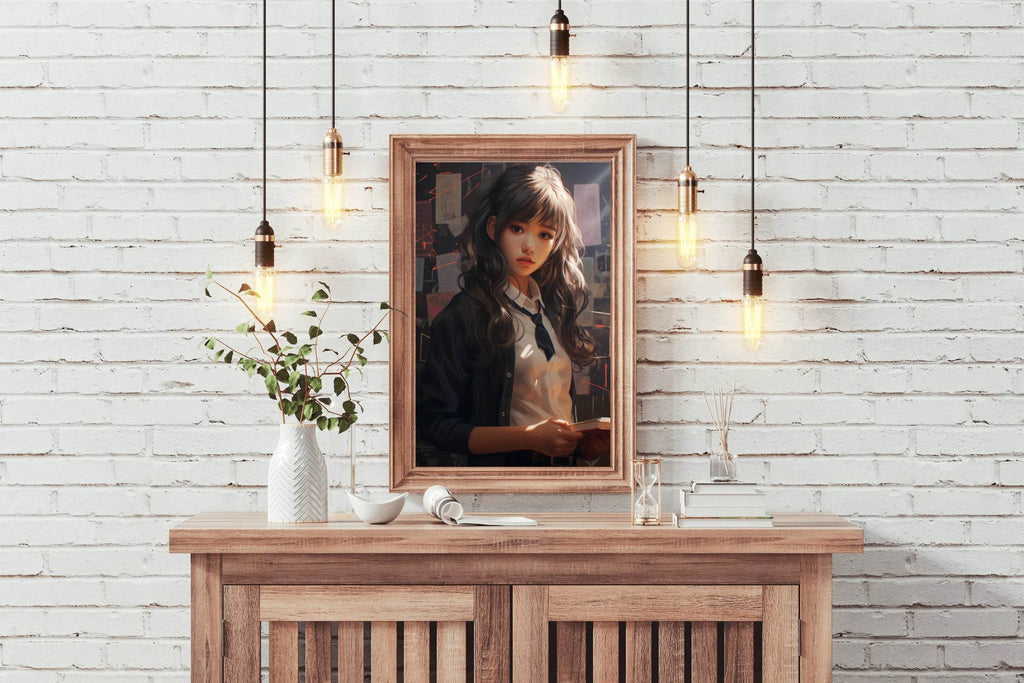 An Anime School Girl in Uniform Wall Art - beink online art store