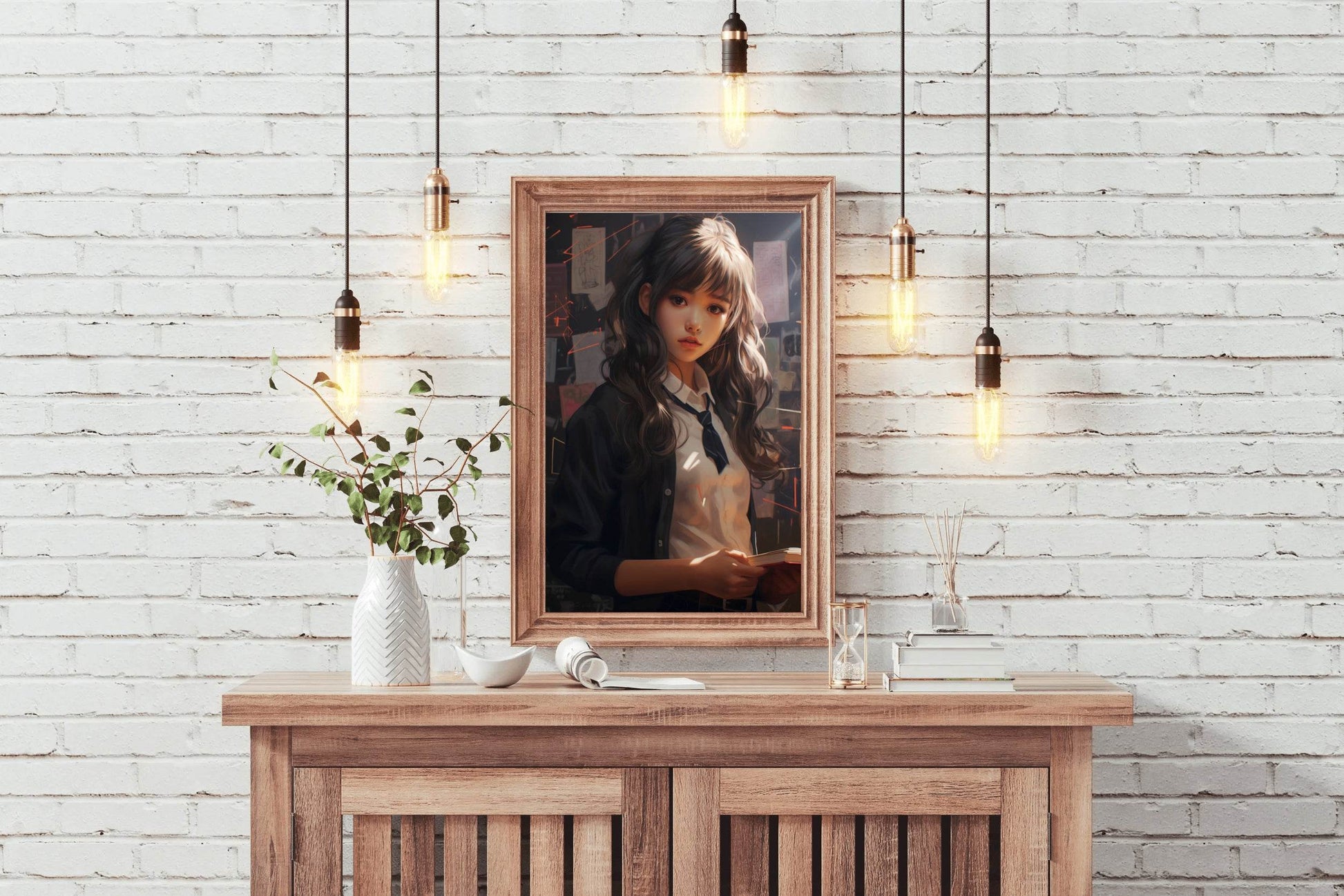 An Anime School Girl in Uniform Wall Art - beink online art store