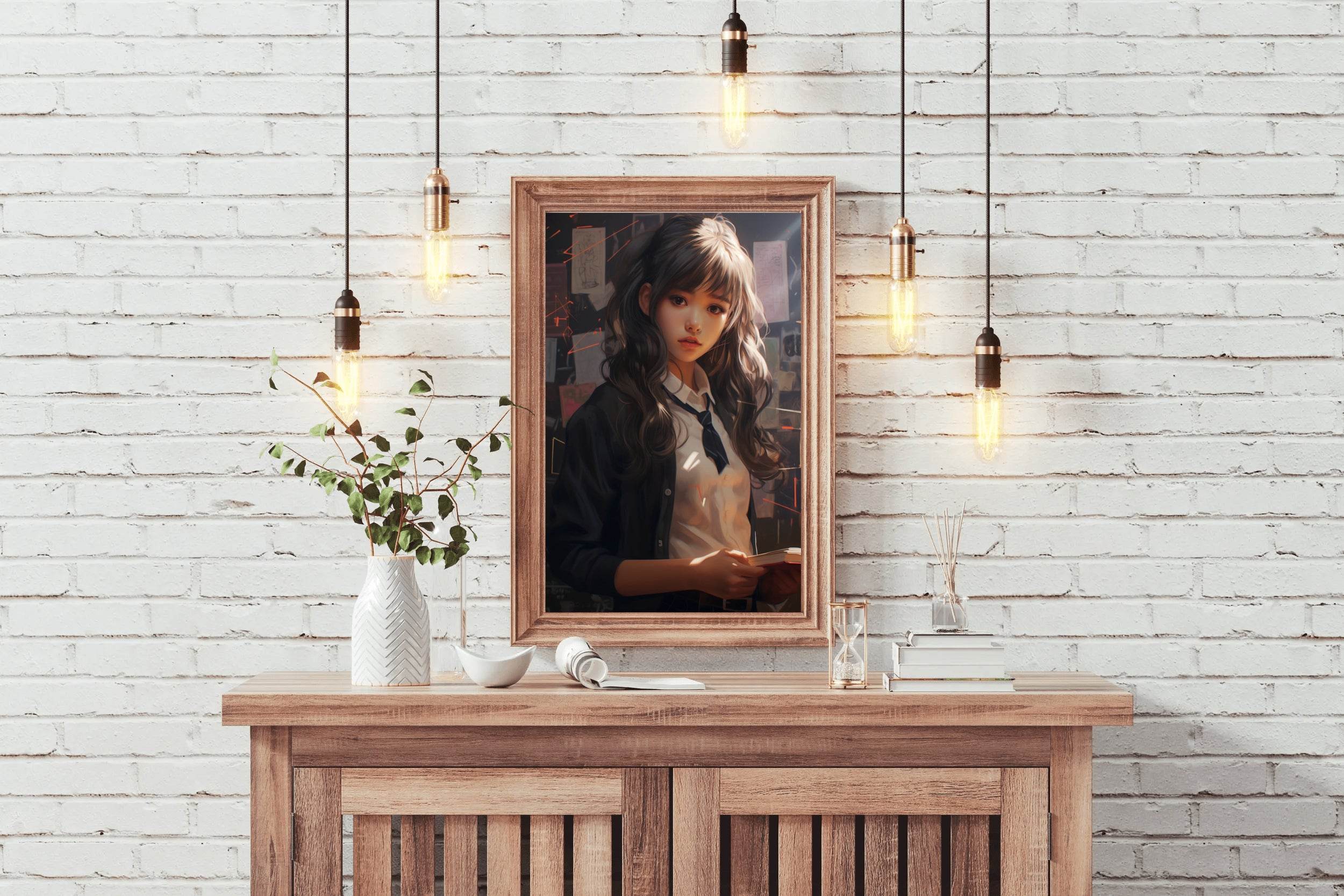 An Anime School Girl in Uniform Wall Art - beink online art store