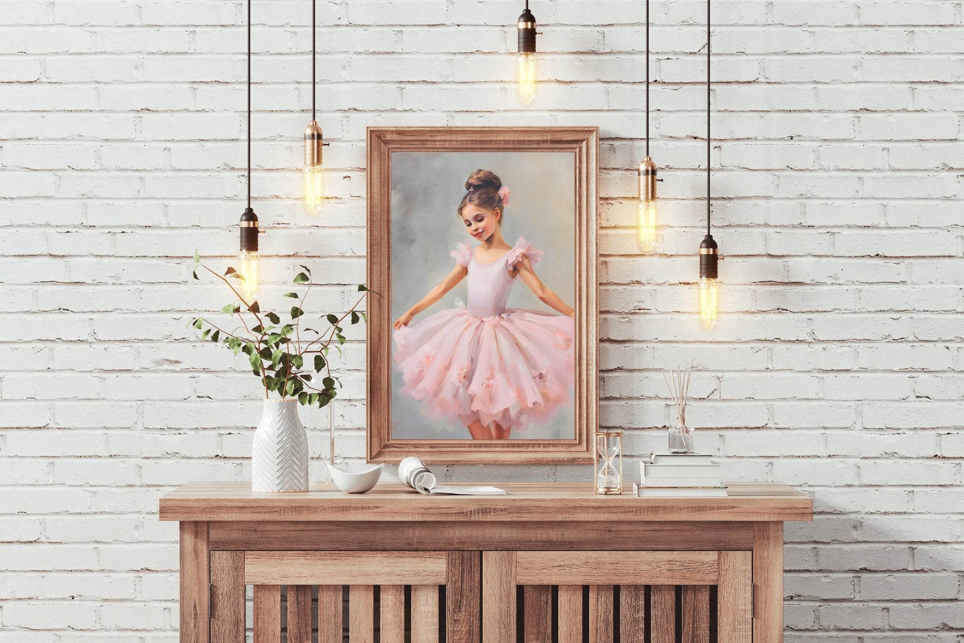 Watercolor Painting of Cute Dancing Girl in Pink Dress - beink online art store