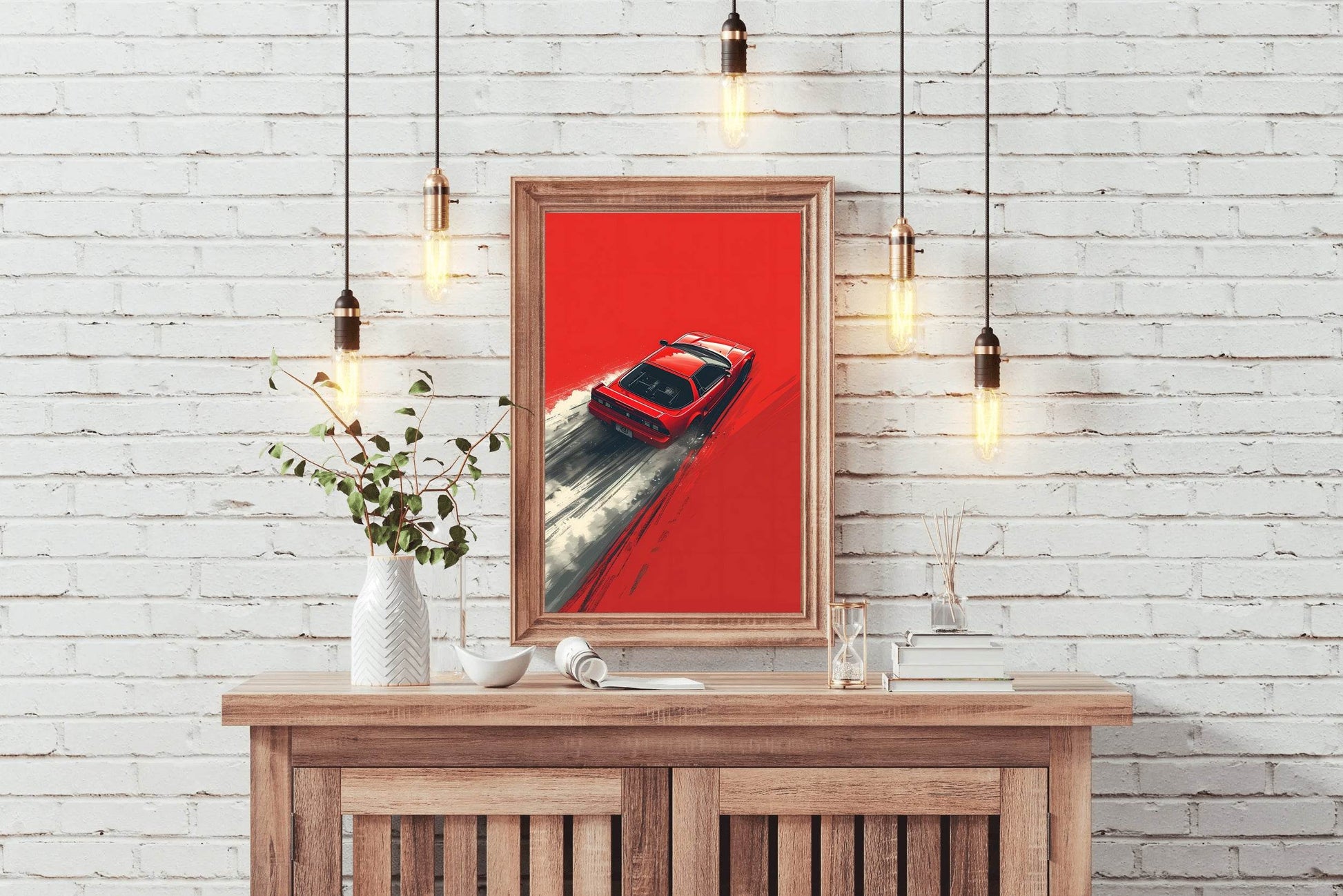 Red Sports Car & Red Background Wall Art - beink online art store