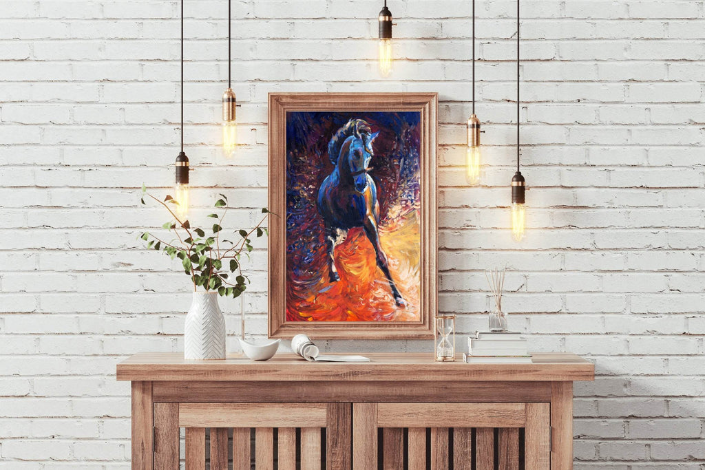 Oil Painting Of Rebellious Horse Wall Art - beink online art store
