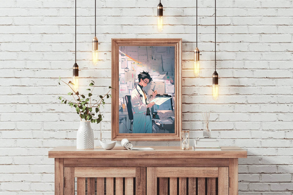 Rendering of Anime Doctor at Job Anime Wall Art - beink online art store