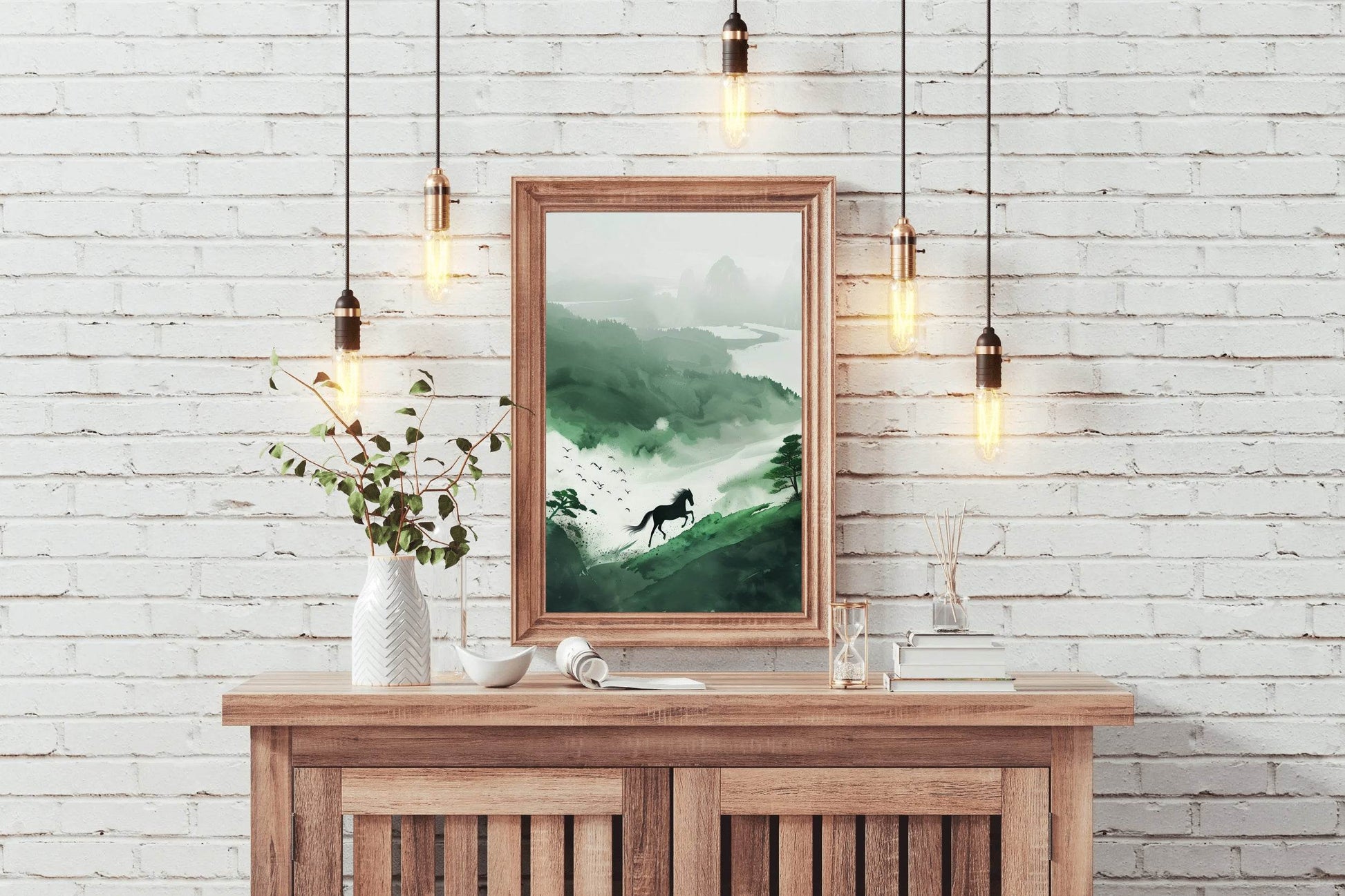 Painting Black Horse In The Forest Wall Art - beink online art store
