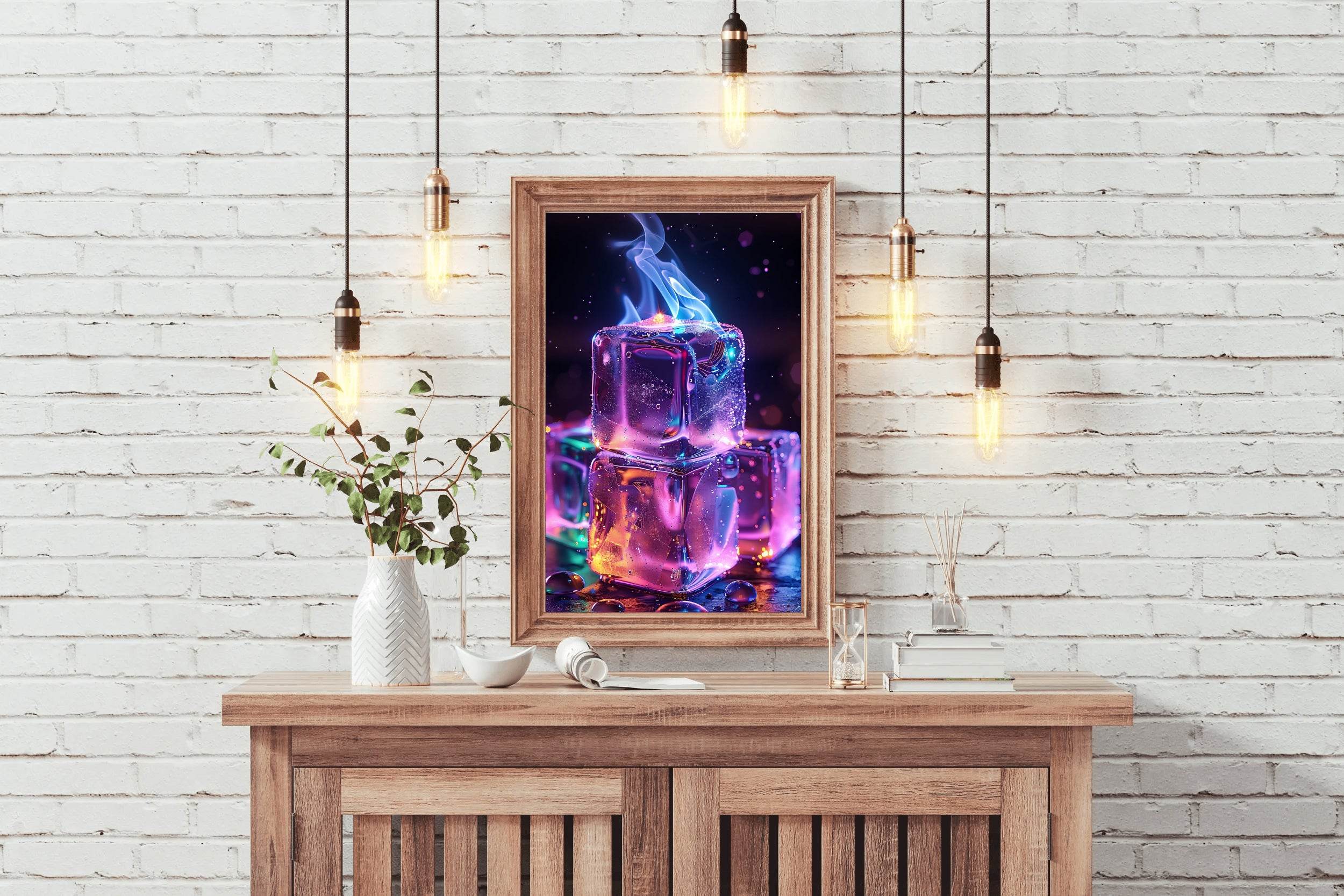 Fire Ice Cube Wall Art - beink online art store