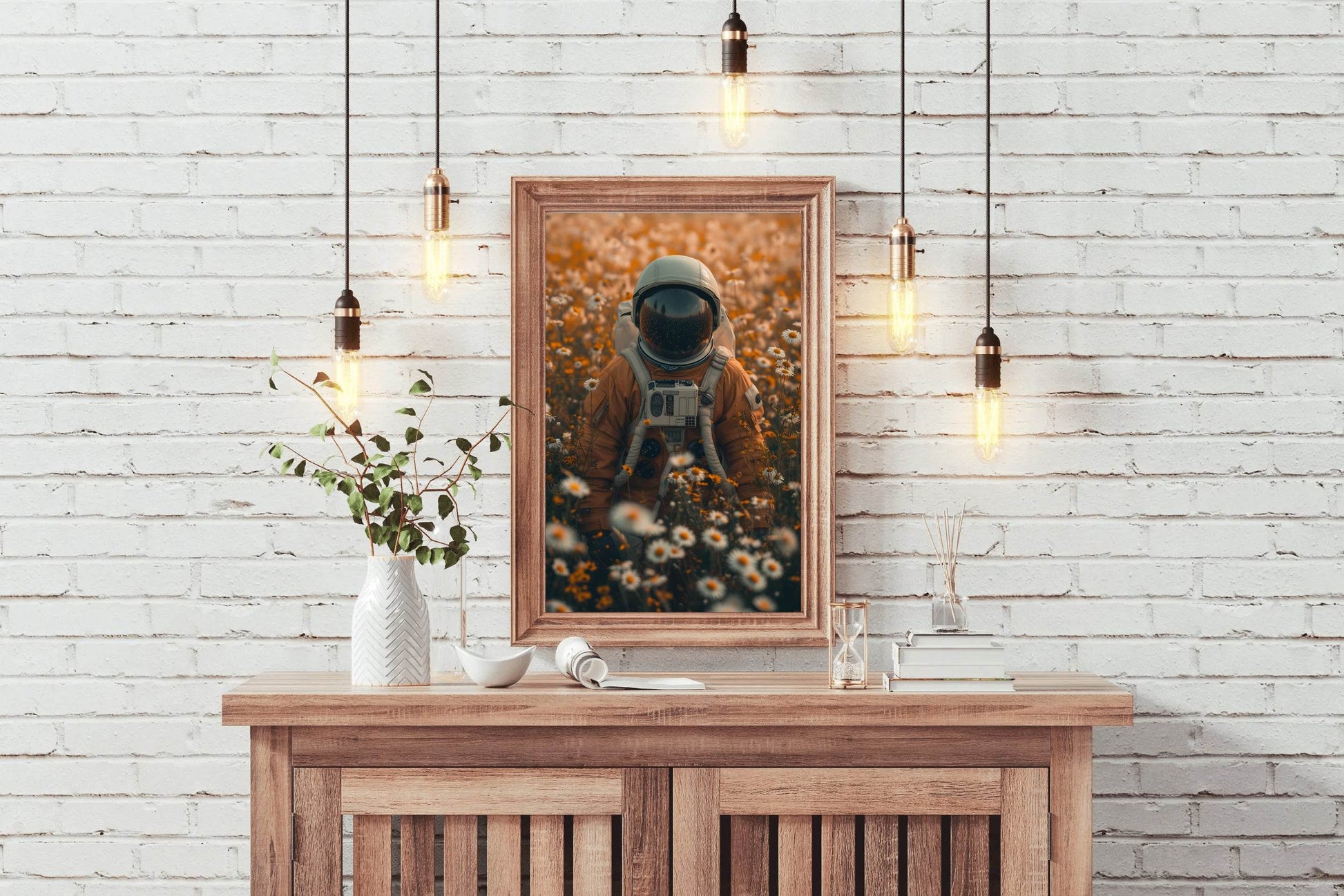 Lying In Flowers Astronaut Artwork - beink online art store