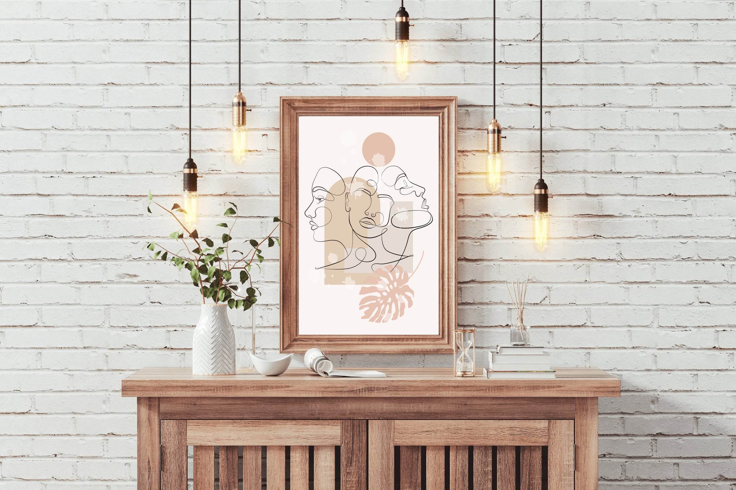 Minimal Design of Three Face Wall Art - beink online art store