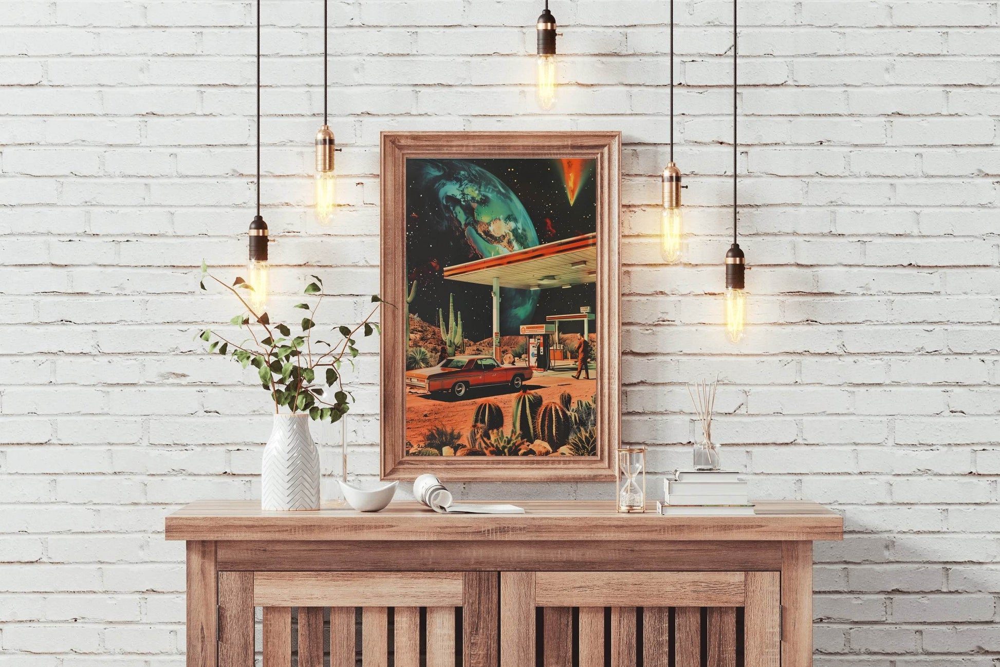 Gas Station With Space Background Wall Art - beink online art store