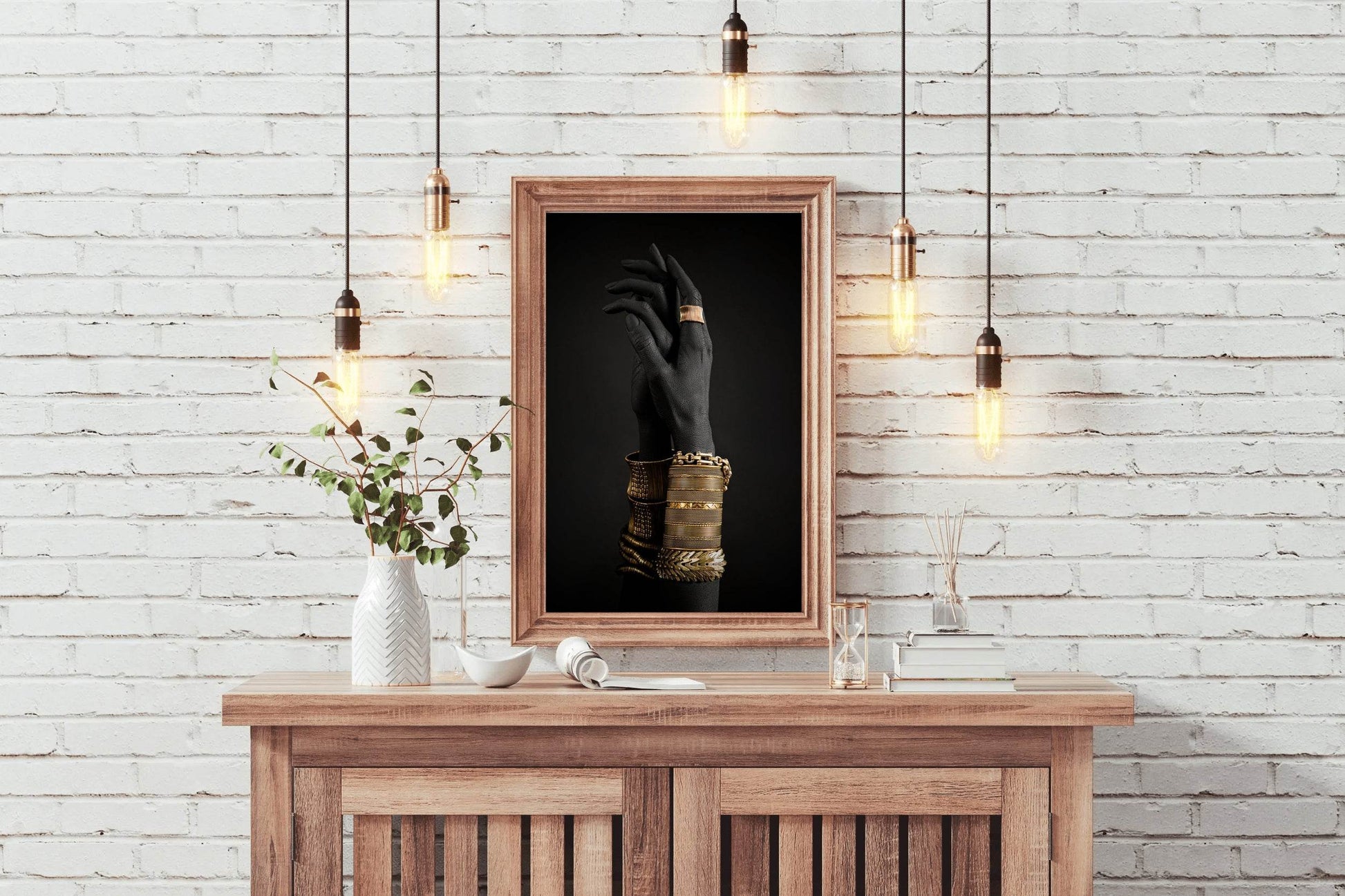 Black Woman Hand With Gold Bracelet Wall Art - beink online art store