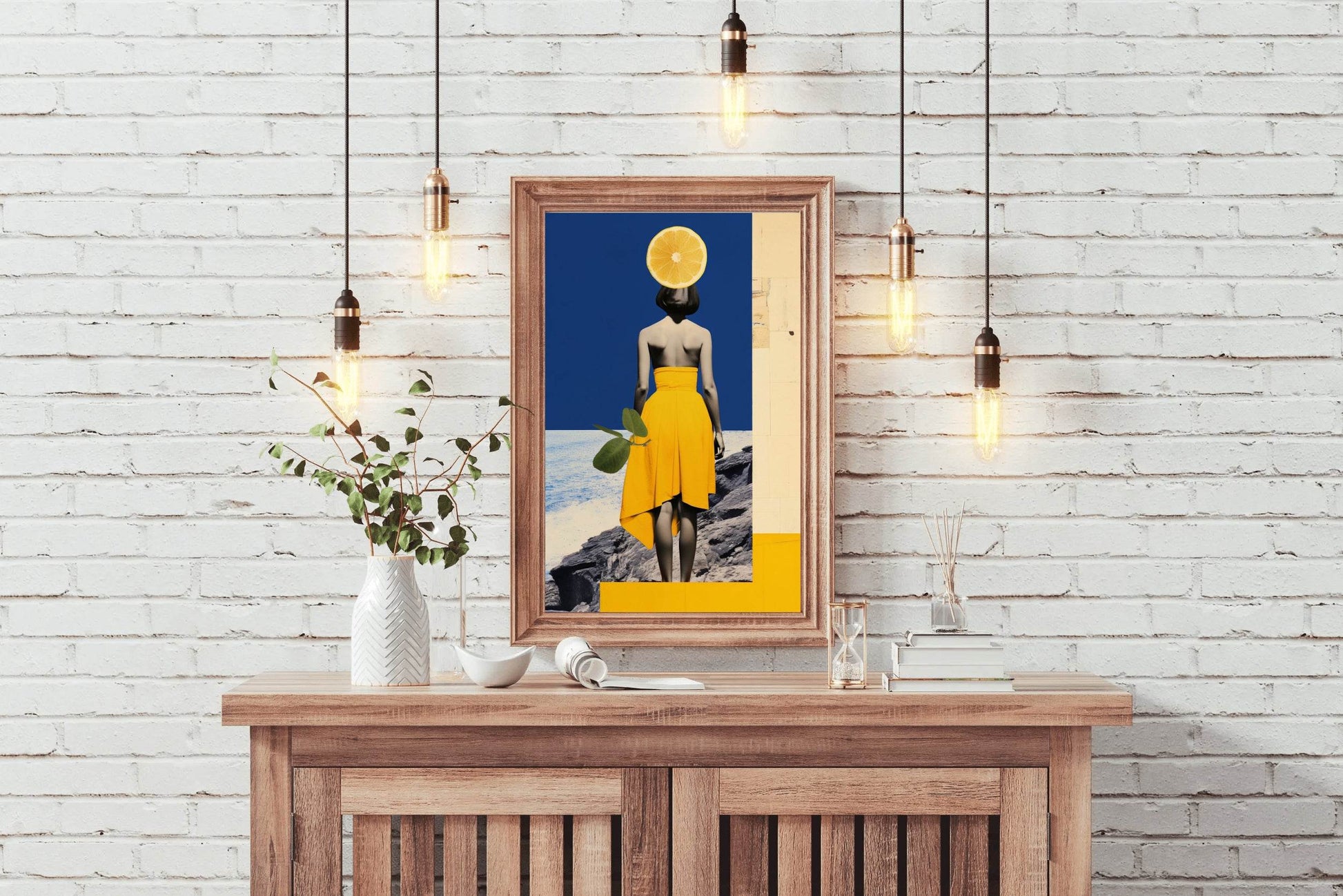 Girl Standing On a Rock Near Sea Abstract Wall Art - beink online art store