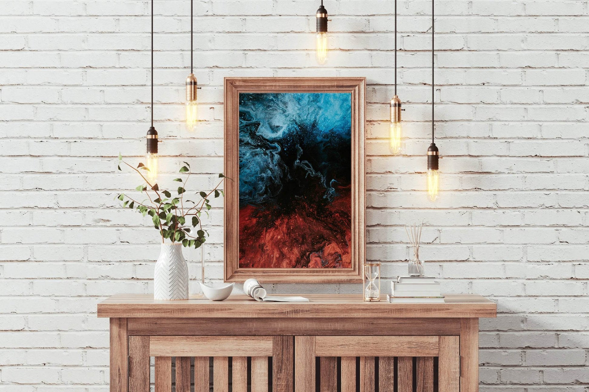 Blue and Red Water Color Liquid Abstract Wall Art - beink online art store