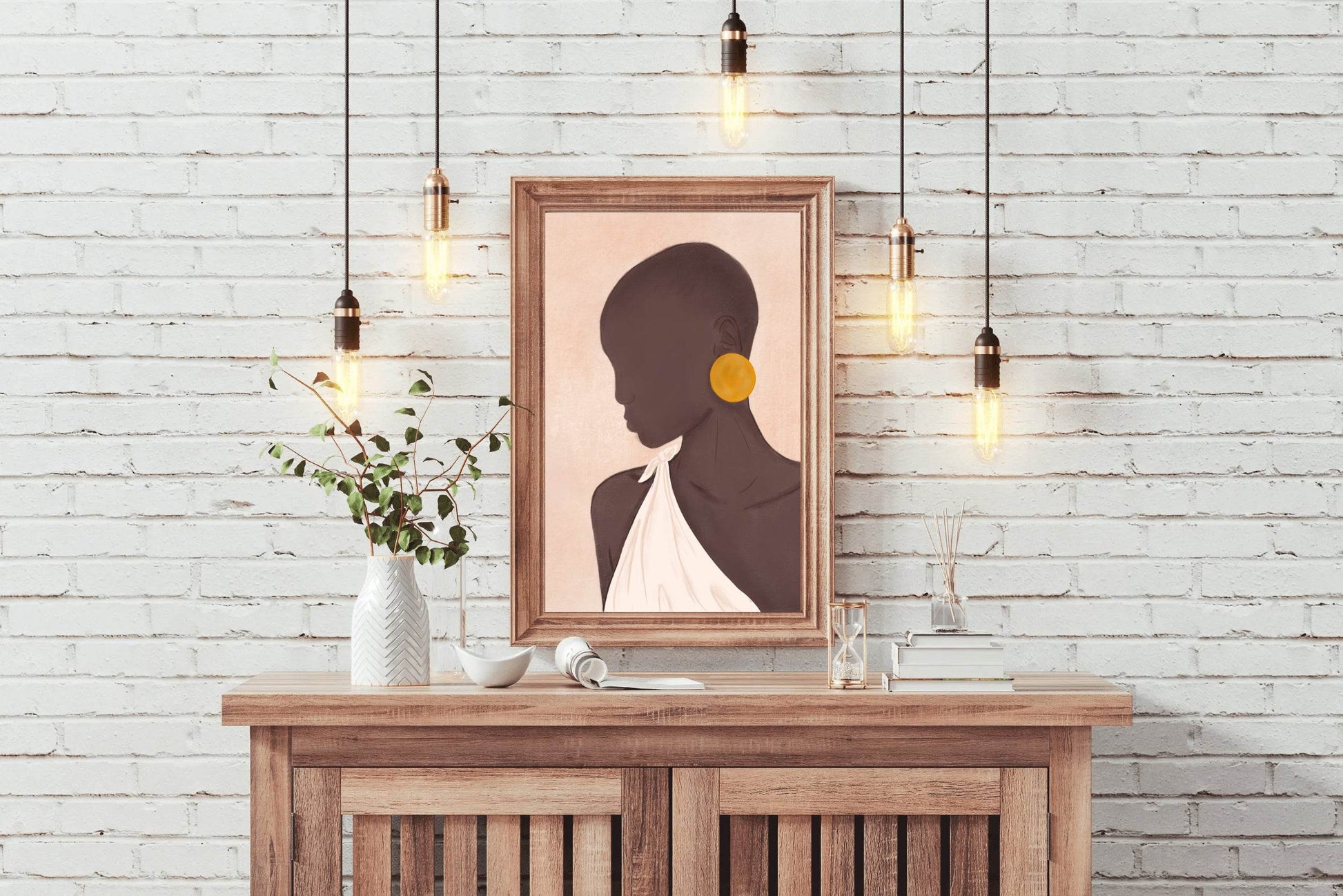 Portrait of A Black Woman With Earrings Wall Art - beink online art store