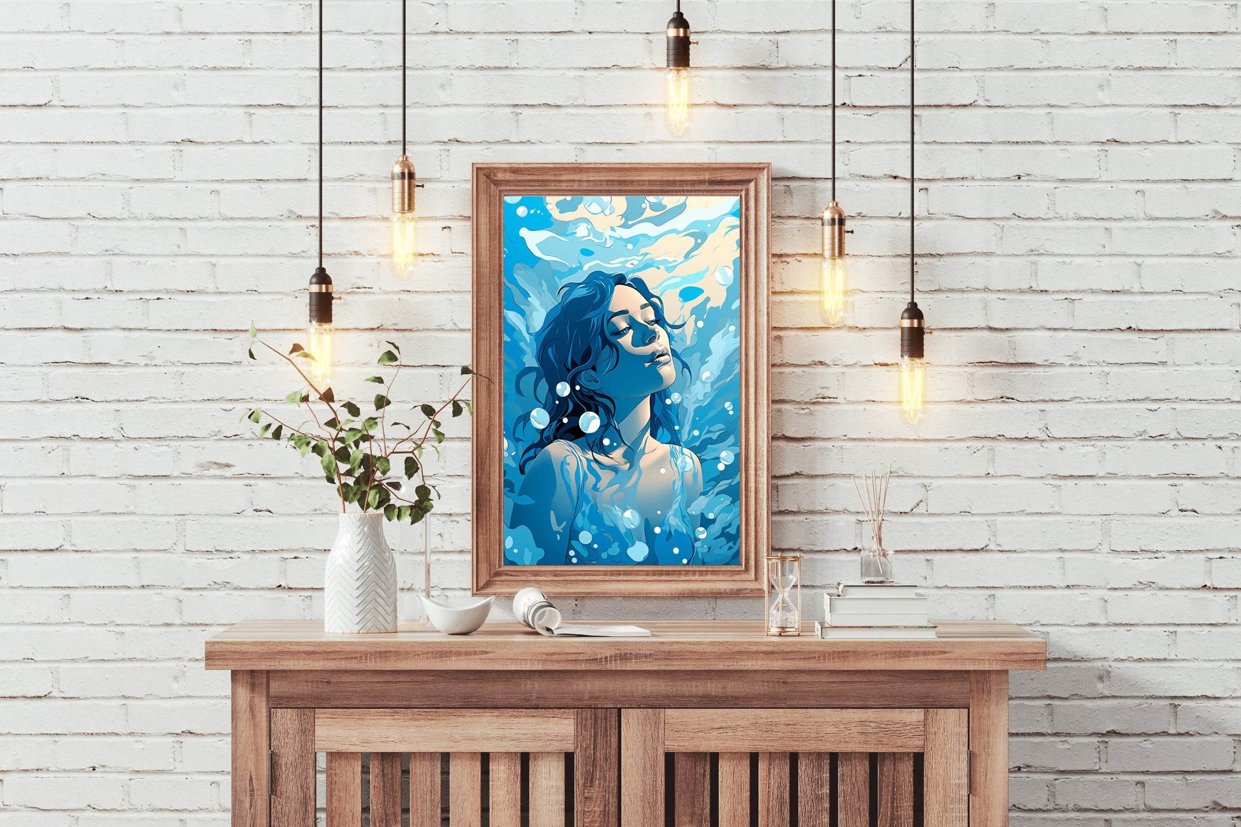 Girl Underwater Anime Wall Art - beink online art store