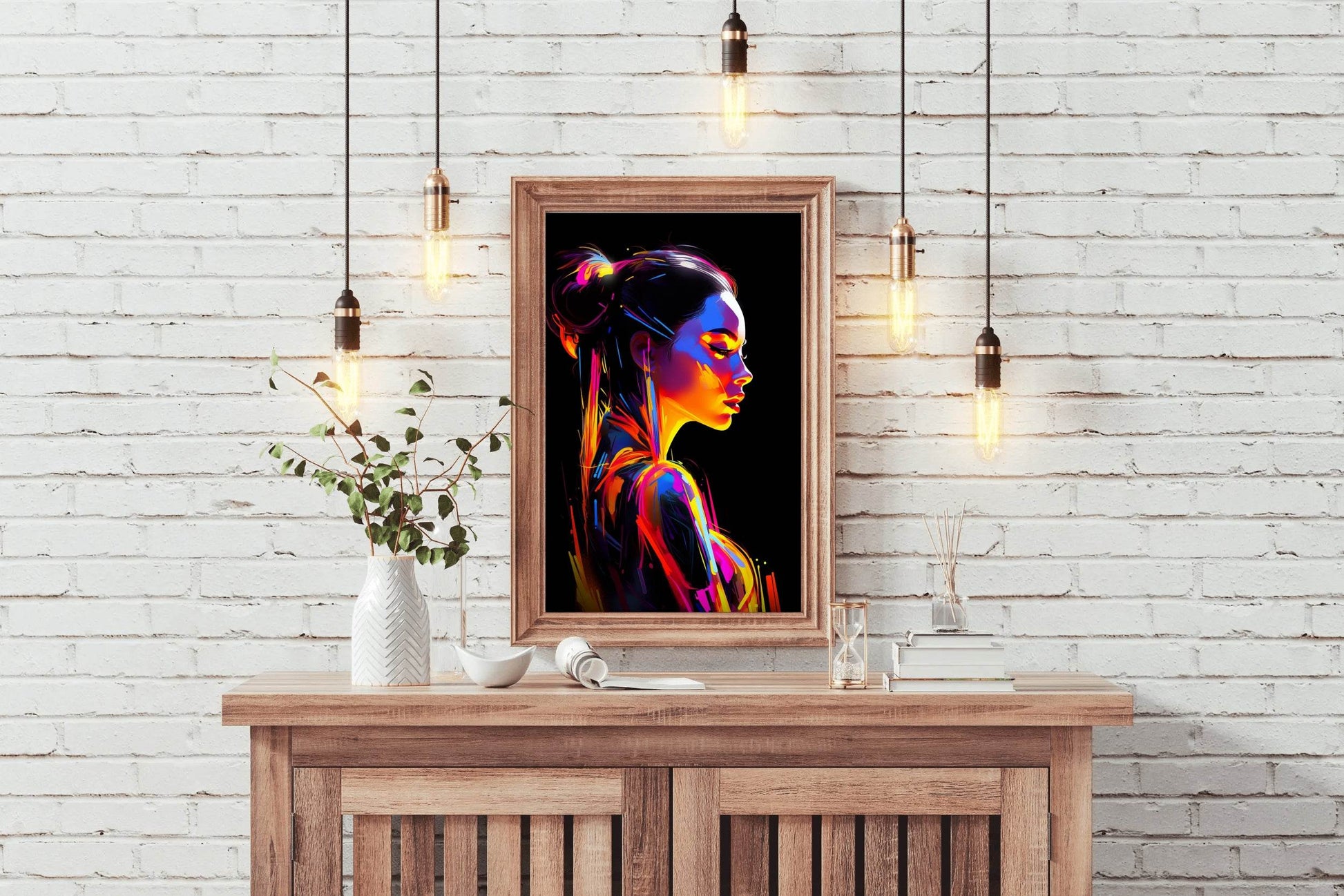 Neon Painting of Women Digital Art - beink online art store