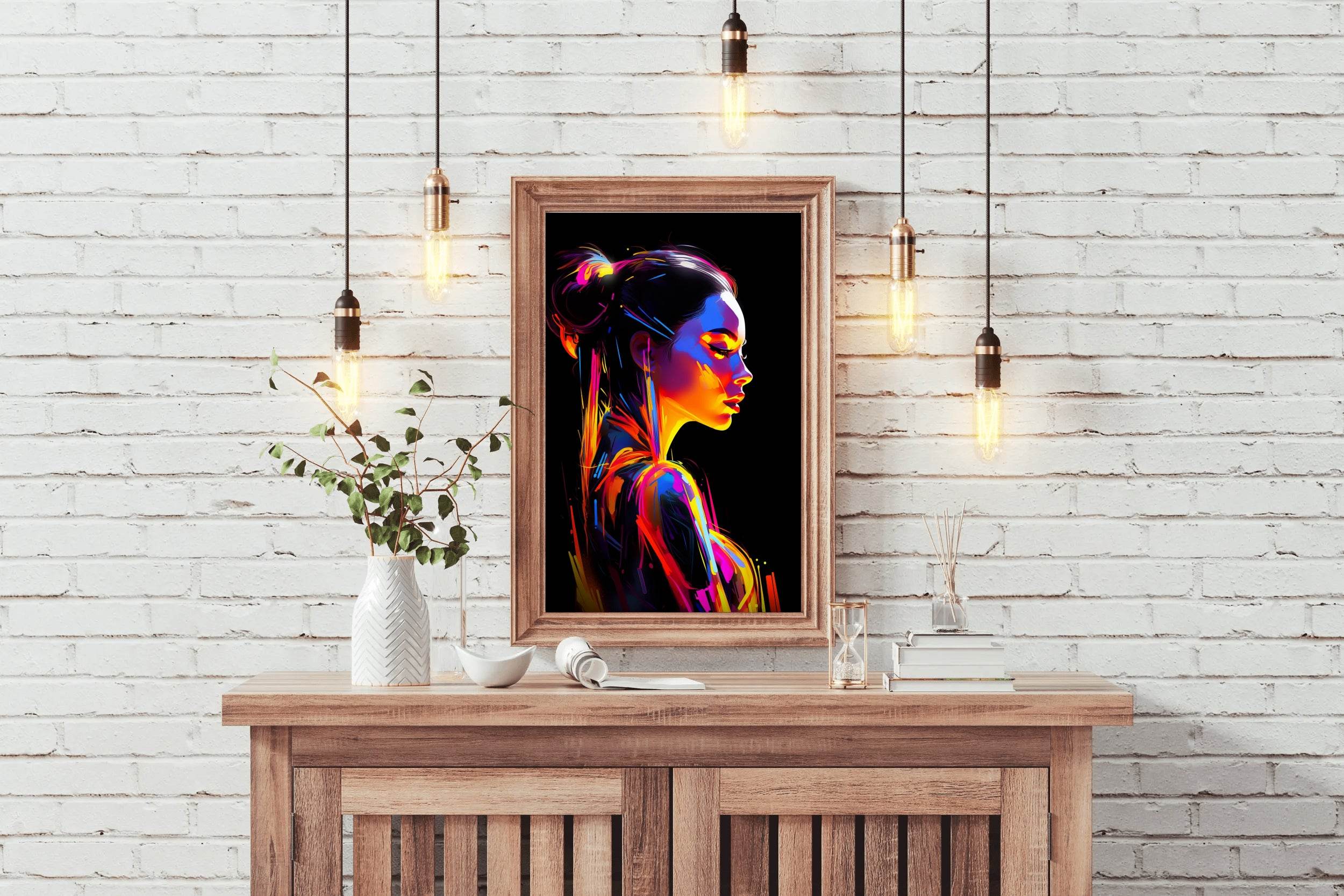 Neon Painting of Women Digital Art - beink online art store