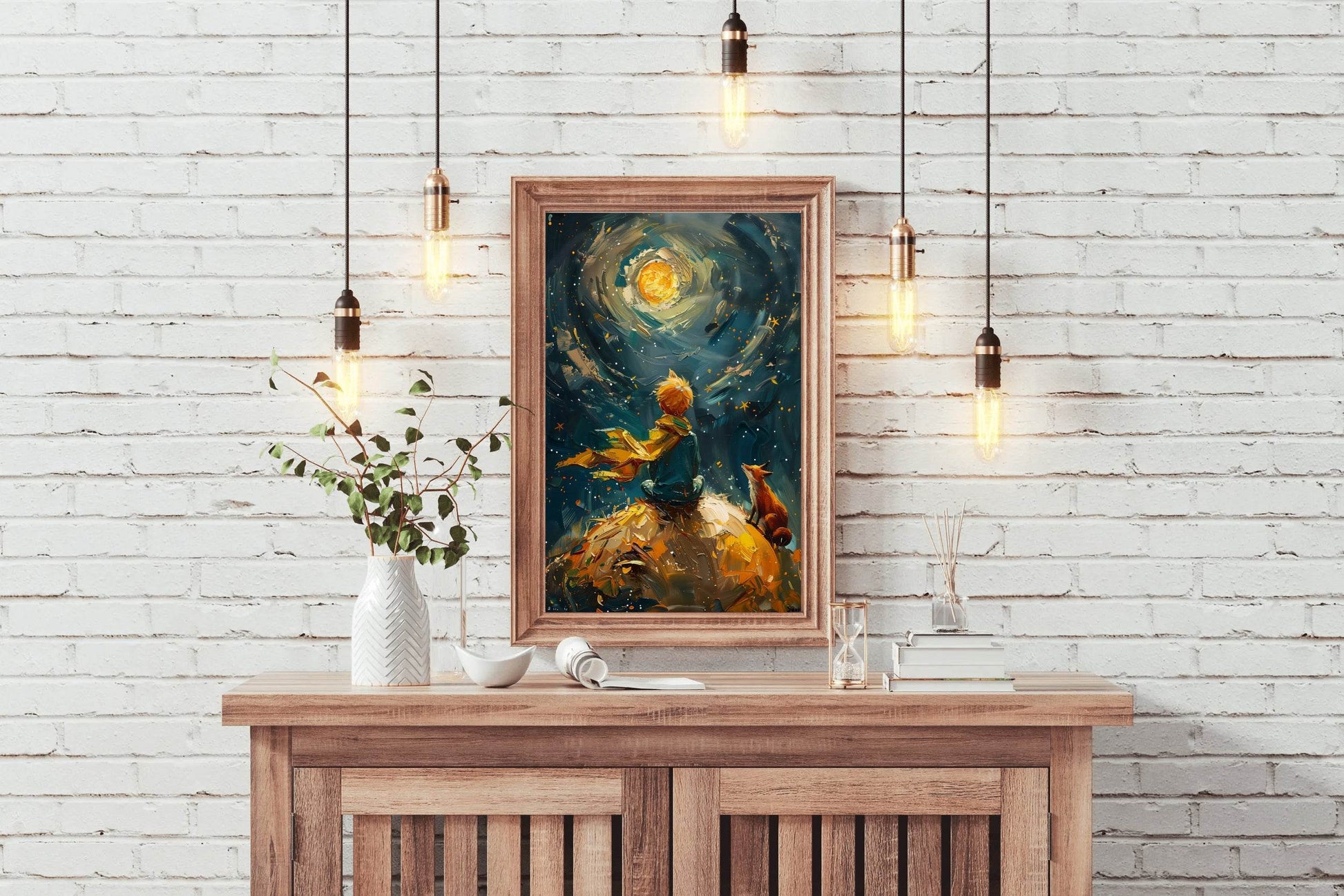 Oil Painting of a Boy and a Fox - beink online art store