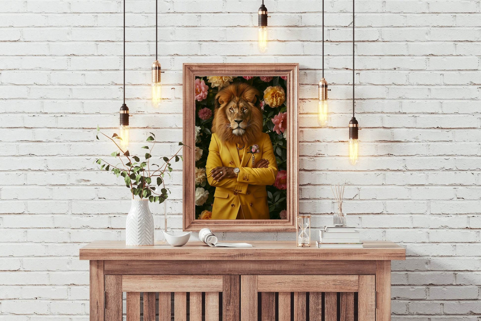 Master Flame Lion Wearing Coat Wall Art - beink online art store