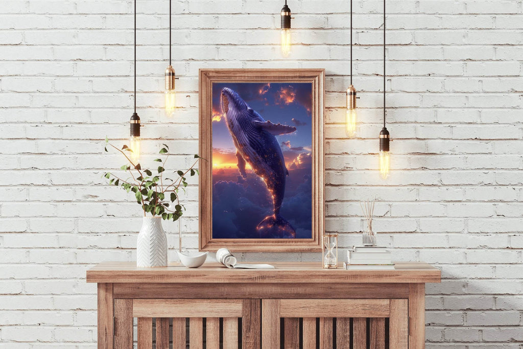 Digital Painting of Fantasy Whale Wall Art - beink online art store