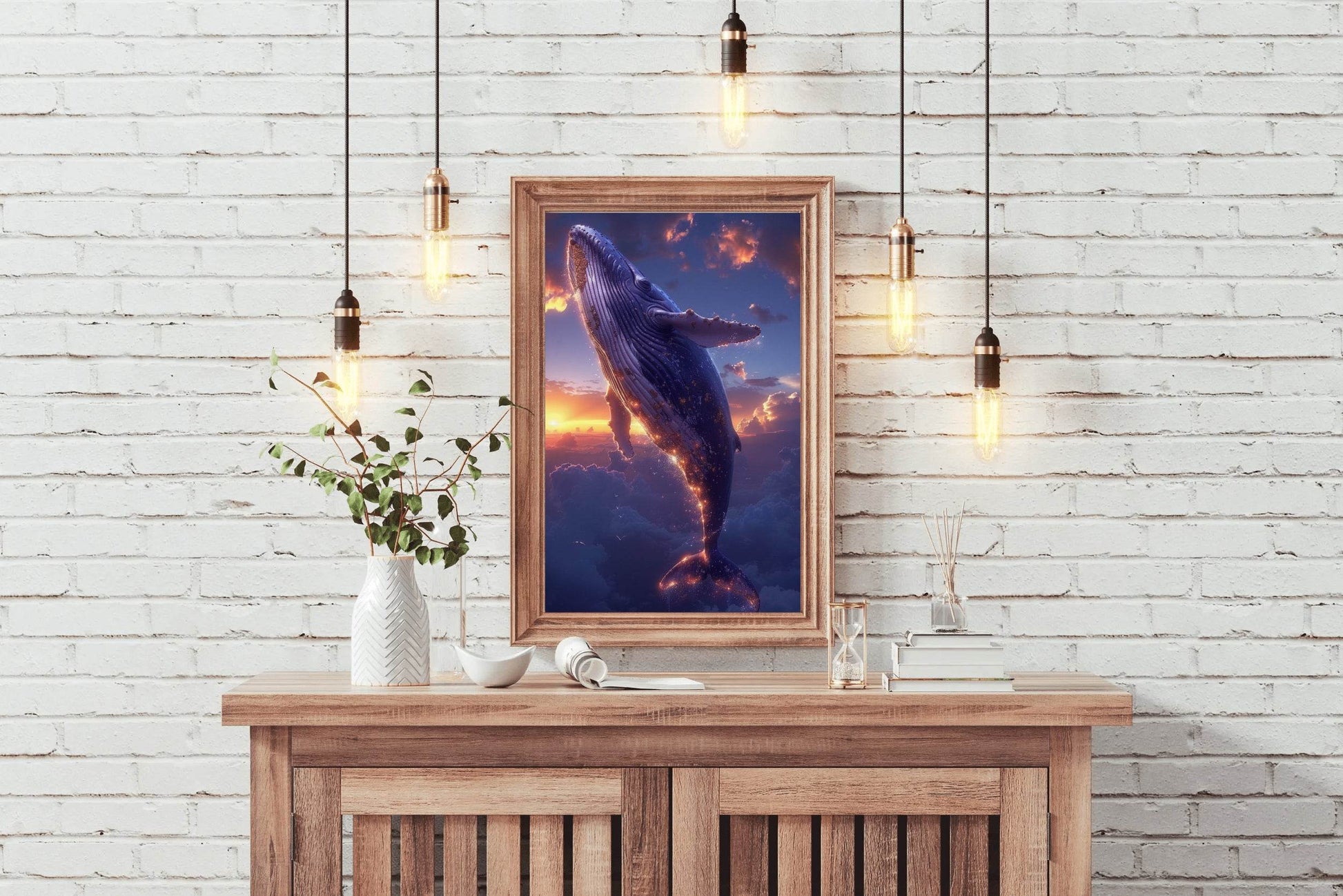 Digital Painting of Fantasy Whale Wall Art - beink online art store