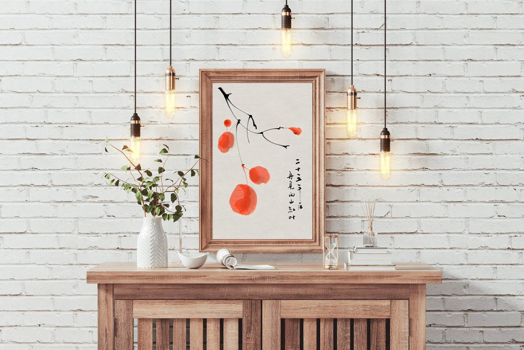 Watercolor Orange Leaves Modern Wall Art - beink online art store