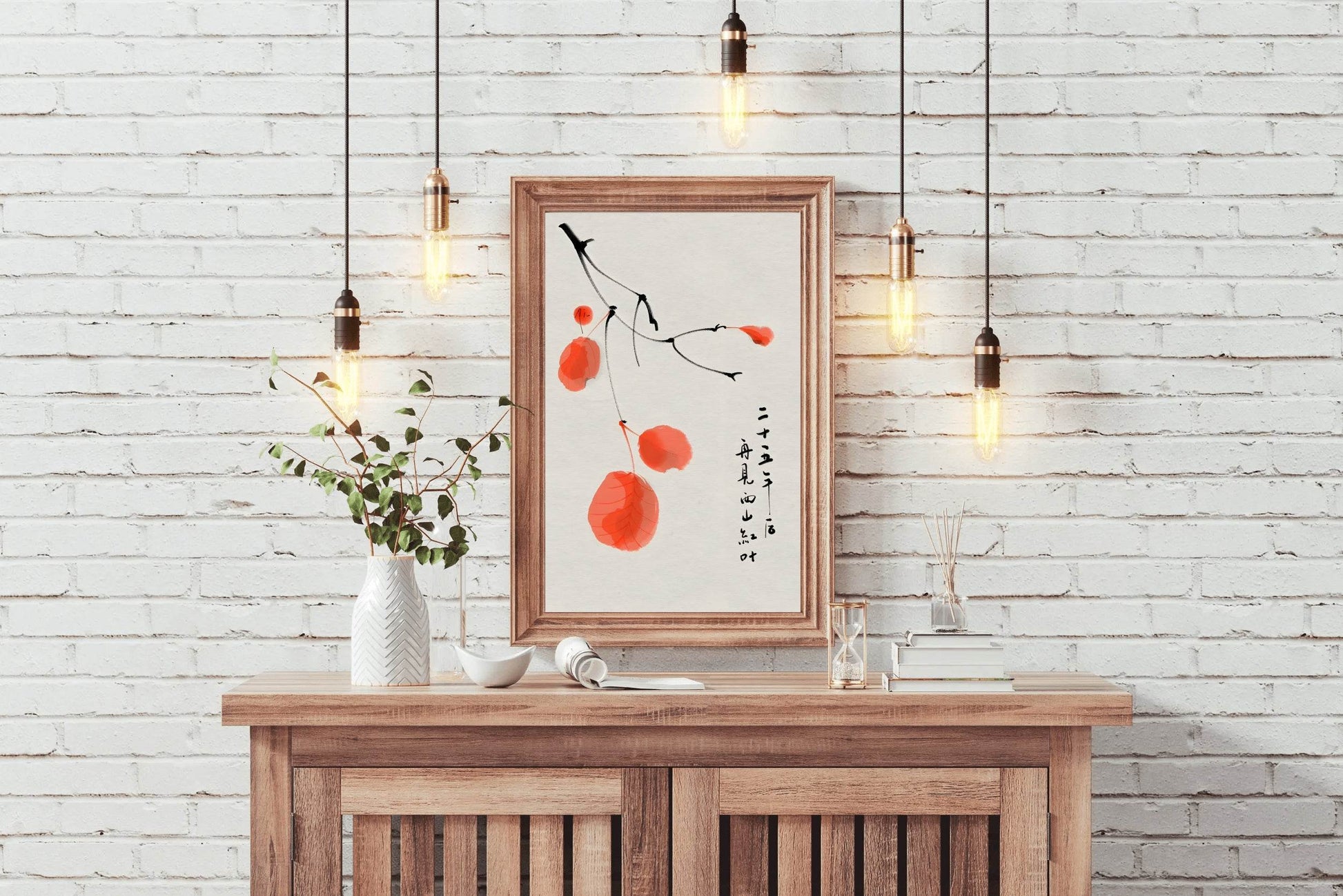 Watercolor Orange Leaves Modern Wall Art - beink online art store