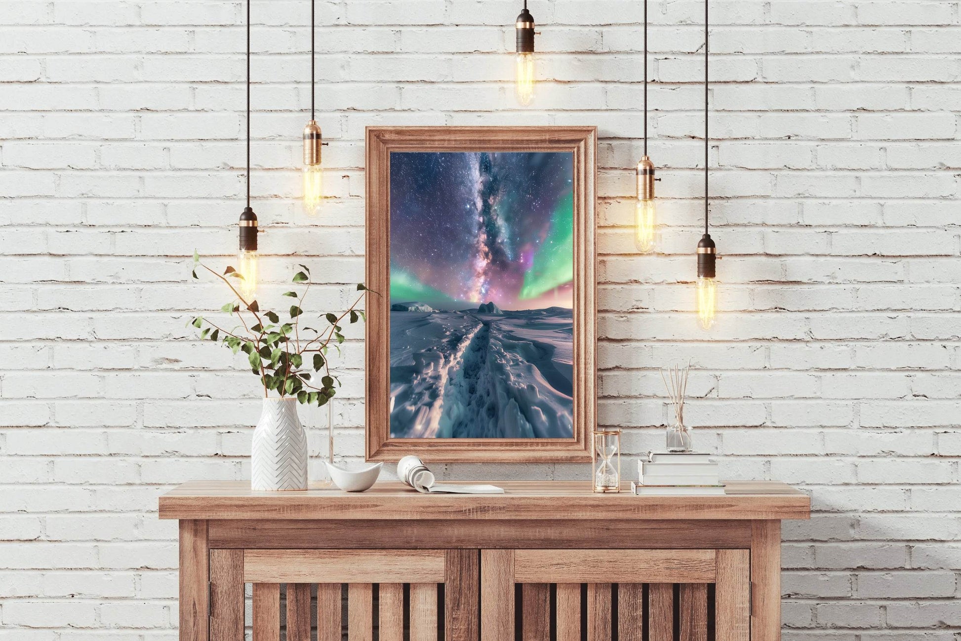 Northern lights in the Sky Over Snow Wall Art - beink online art store