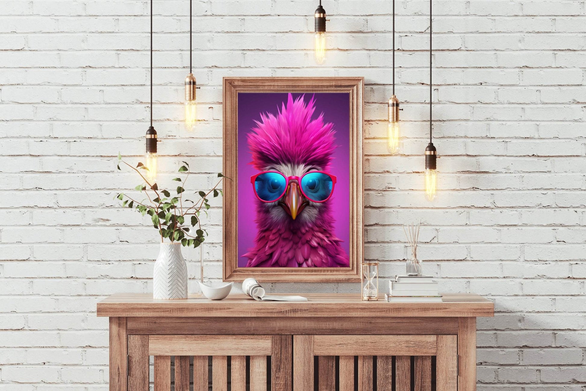 Purple Color Bird Wearing Glasses Wall Art - beink online art store