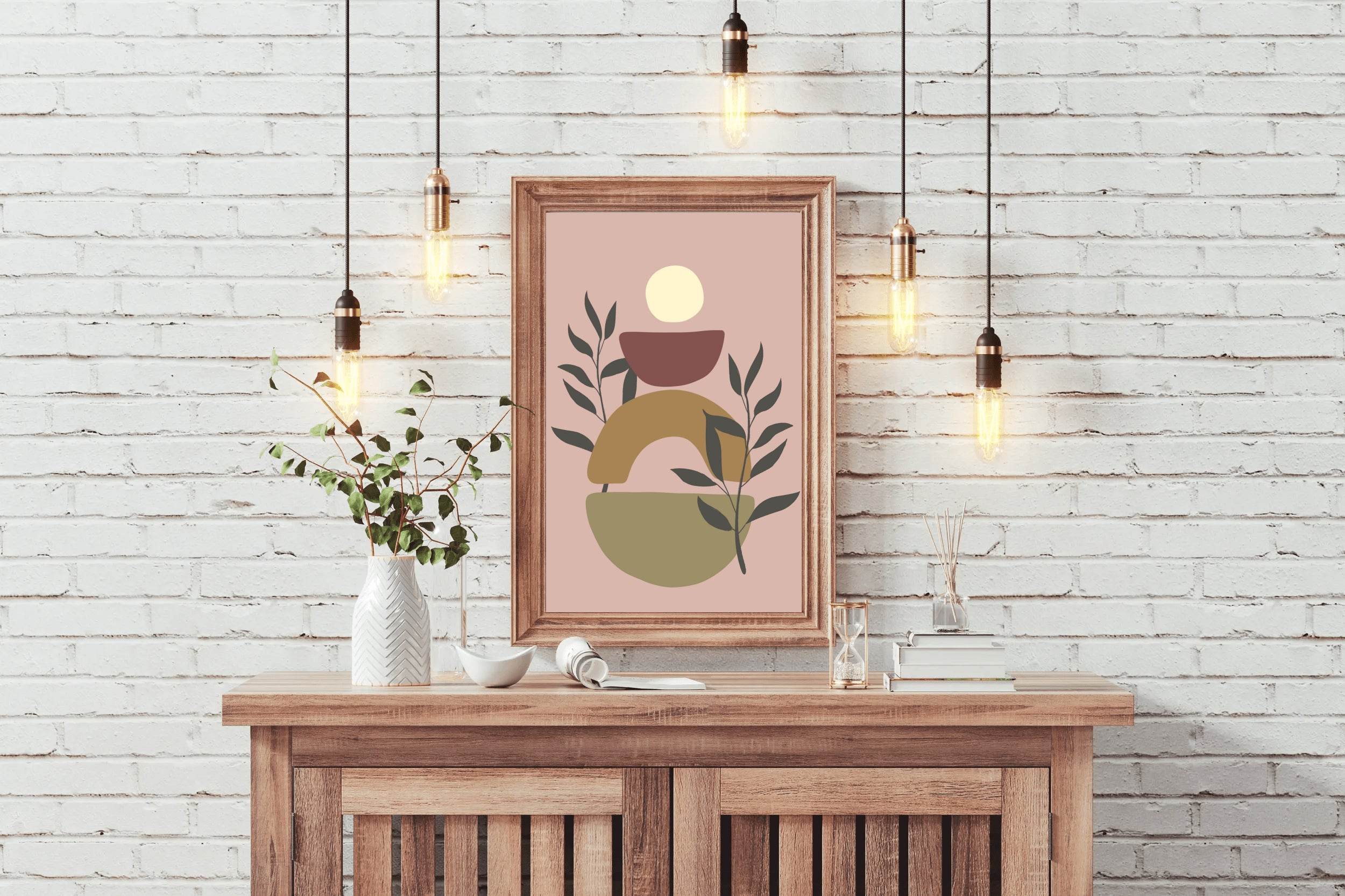 Geometric Shapes with Leaf ArtWork - beink online art store