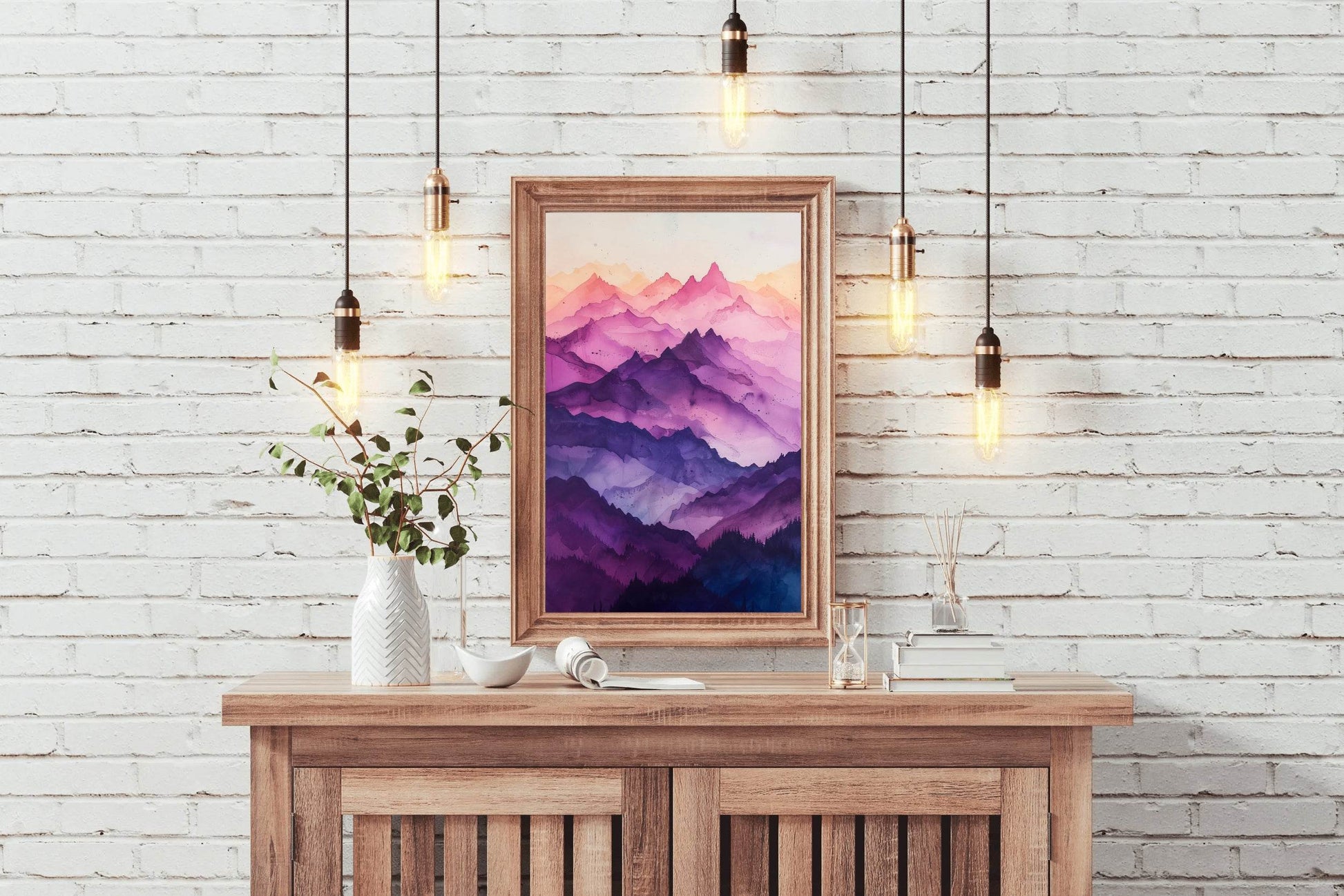 Colorfull Watercolor Mountain Wall Art - beink online art store