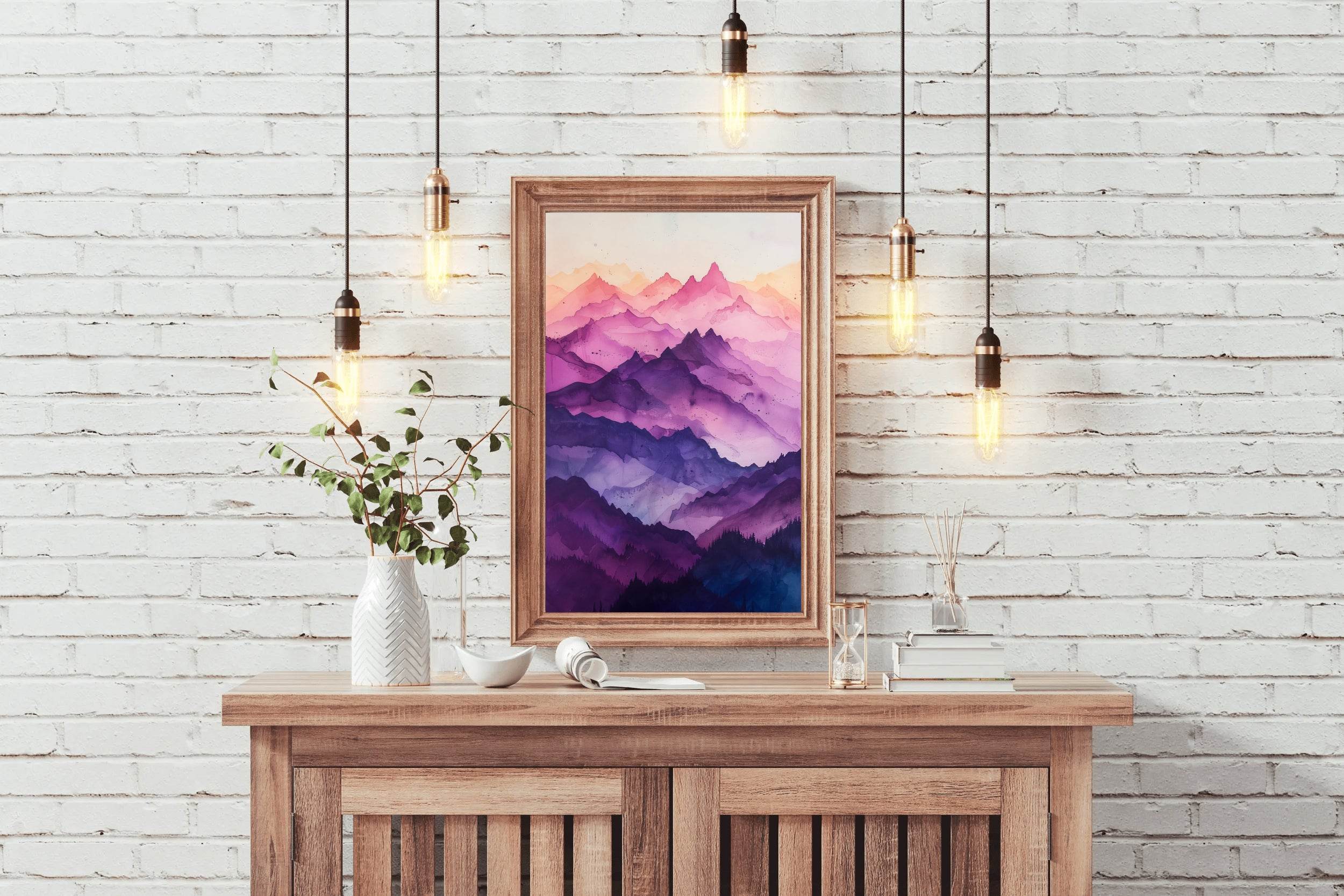 Colorfull Watercolor Mountain Wall Art - beink online art store