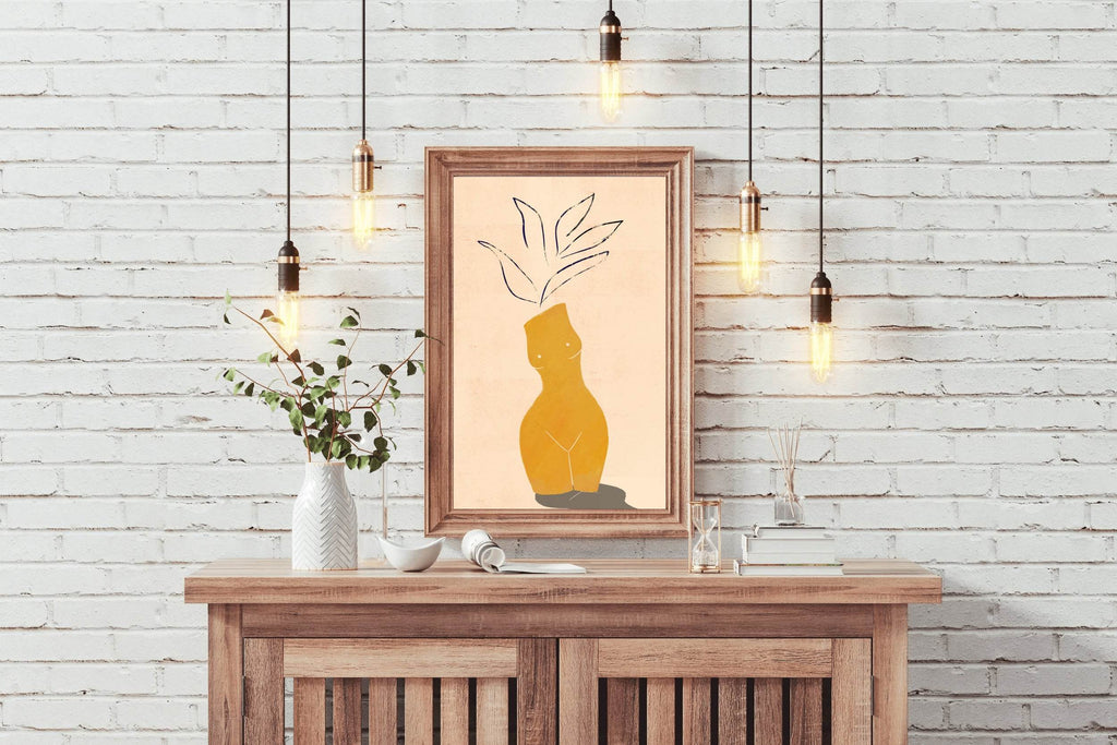 Honey Yellow Poster With Vase Wall Art - beink online art store