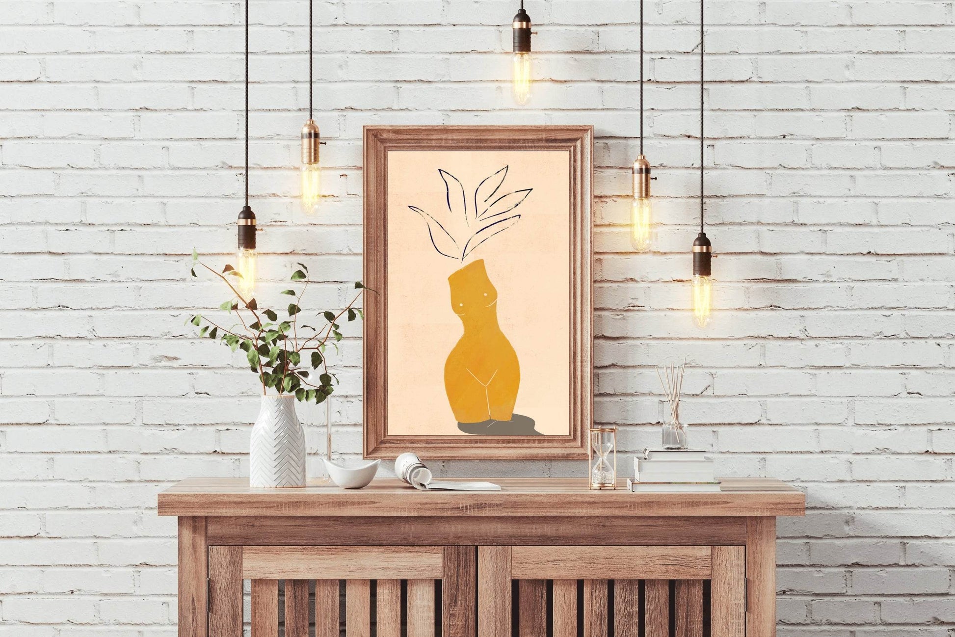 Honey Yellow Poster With Vase Wall Art - beink online art store