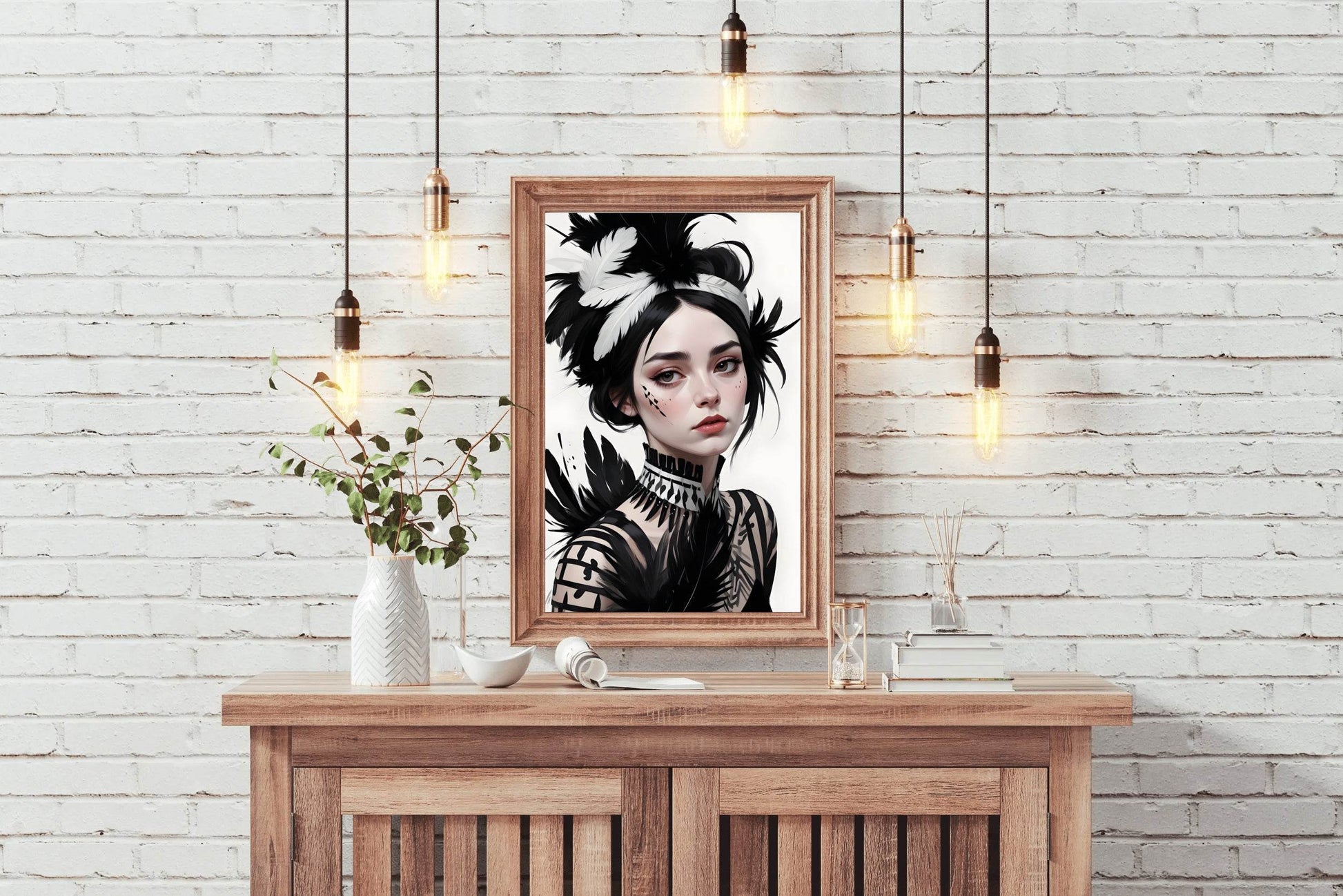 Lady with Feather Clothes Wall Art - beink online art store
