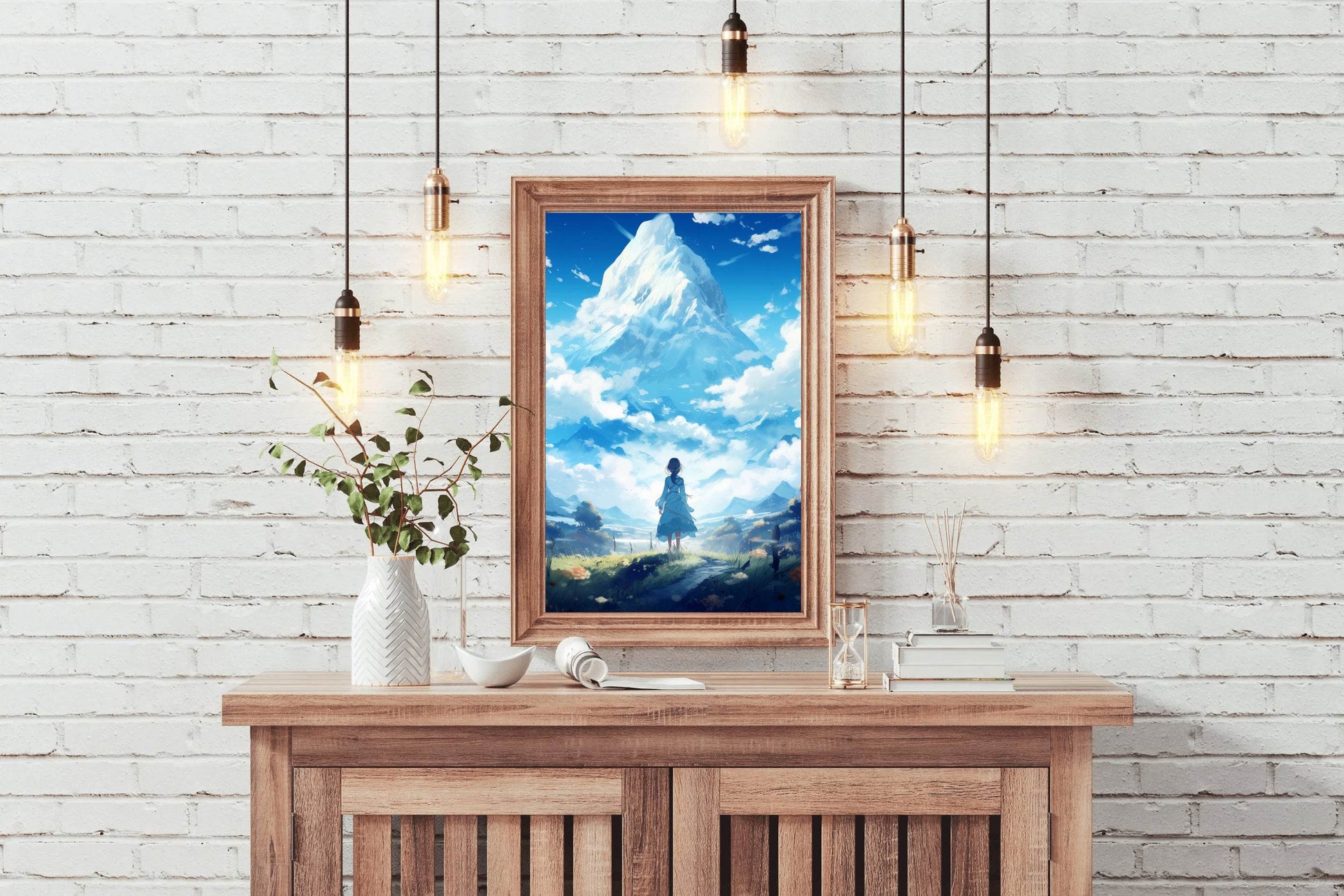 Fantasy Anime Style Scene in Mountain Wall Art - beink online art store