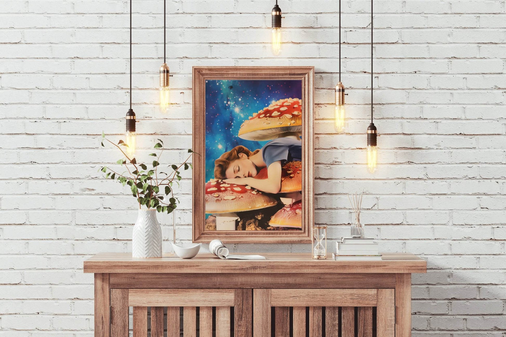 Girl Sleeping On A Mushroom Wall Art - beink online art store