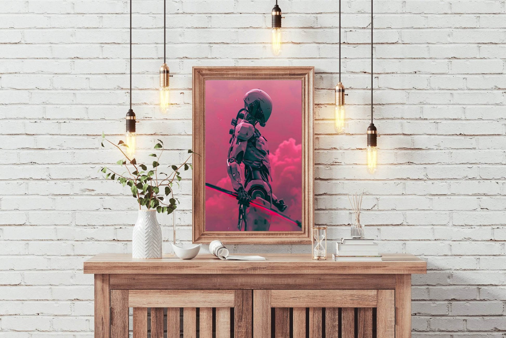 Robotic Man Holding Weapon Modern Art - beink online art store