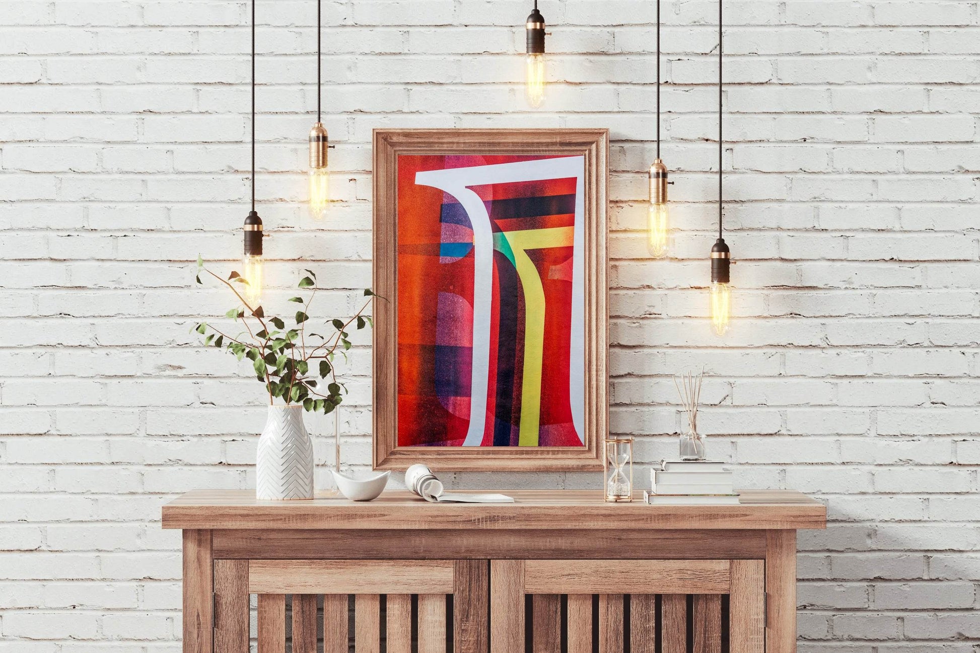 Colorful Red Background Abstract Wall Art - beink online art store