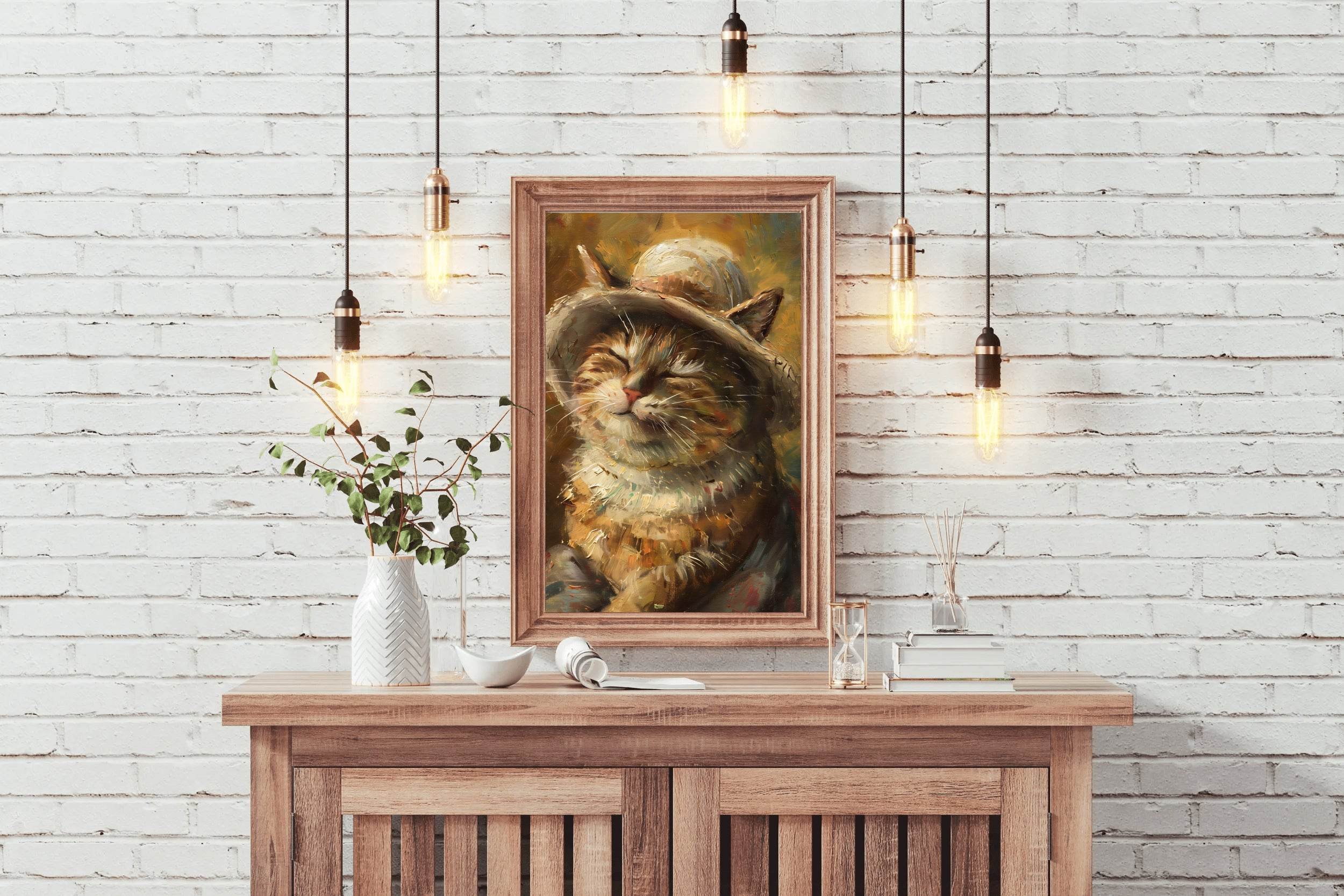 Brush Stroked Painting of Sleepy Cat - beink online art store