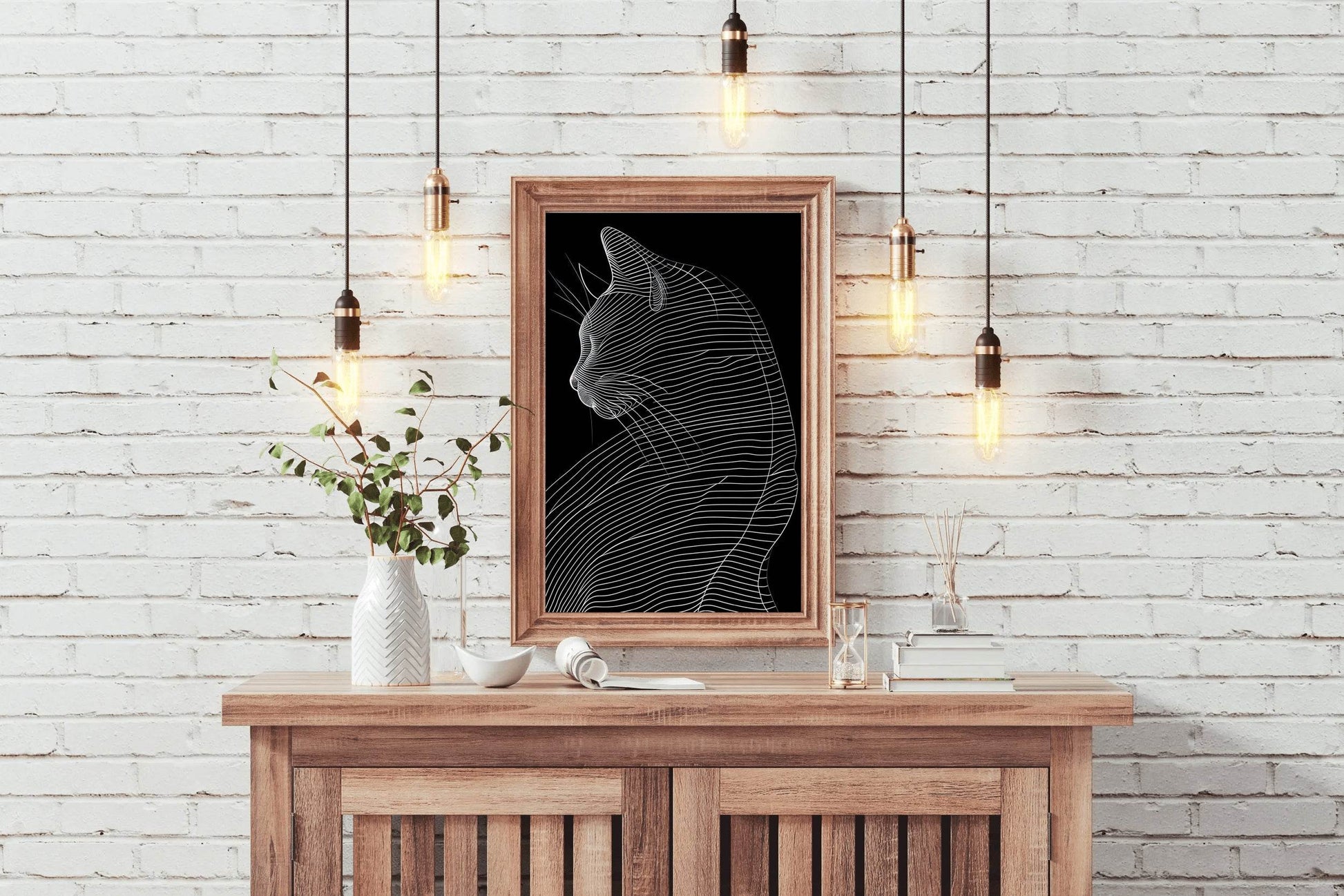 A Black and White Picture of a Cat - beink online art store