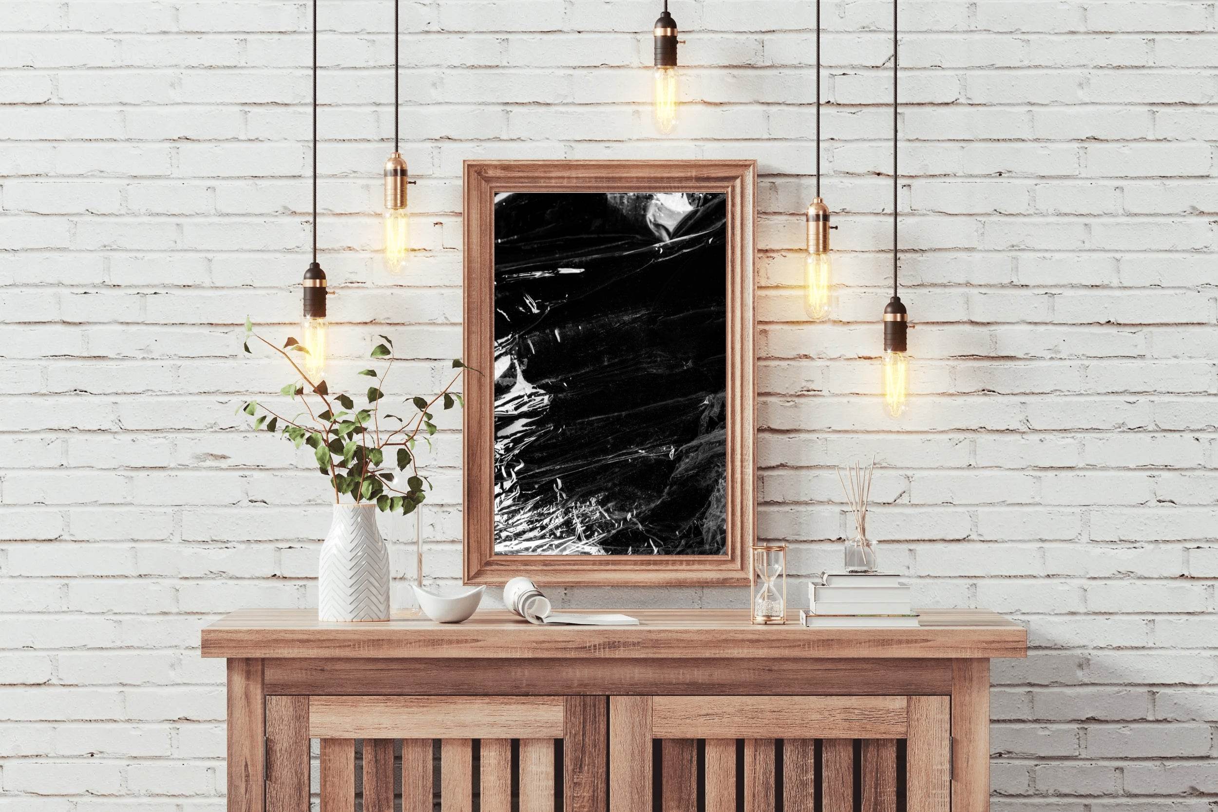 Wrinkled Plastic Black & White Wall Art - beink online art store