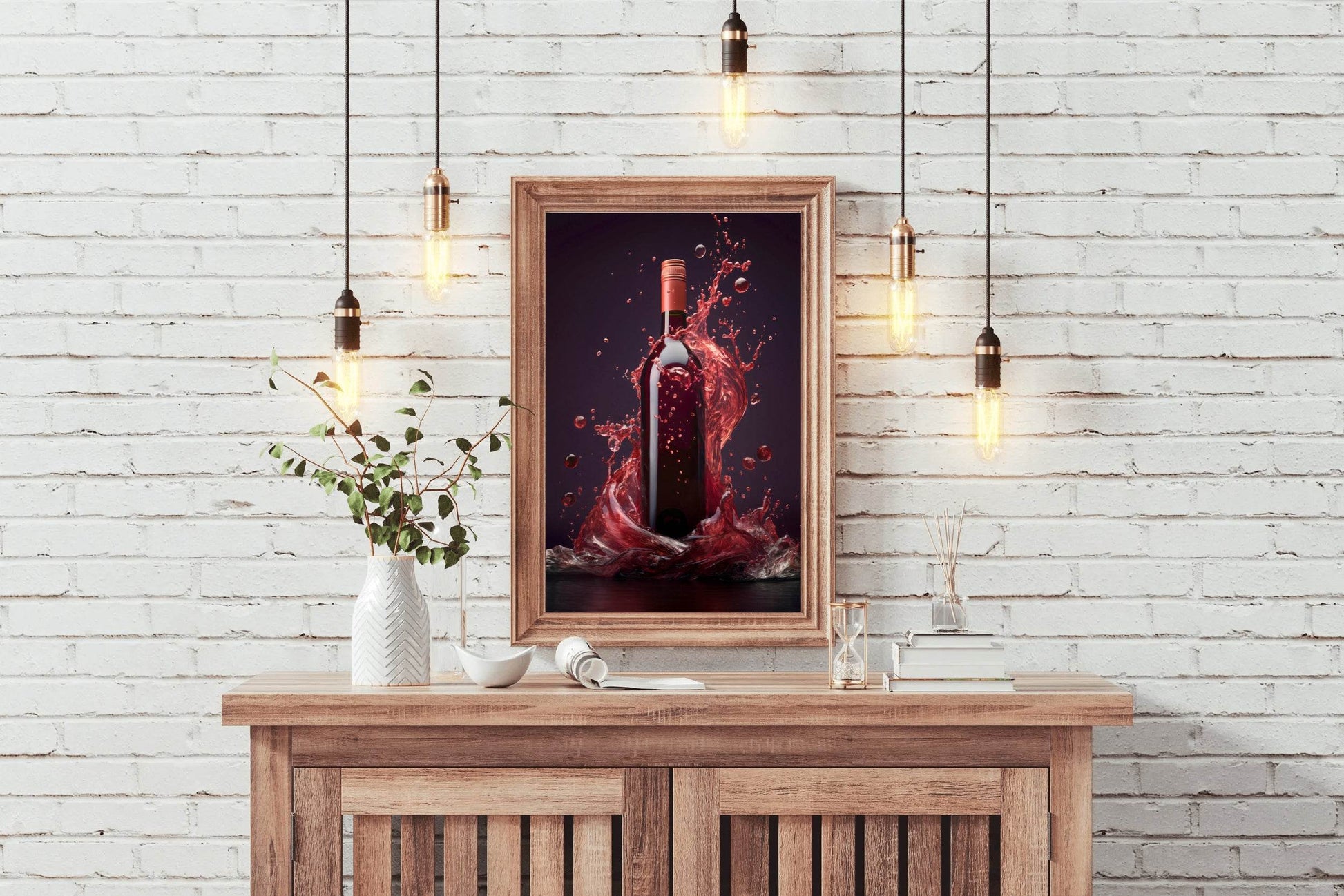 Red Wine Bottle With Purple Background Wall Art - beink online art store