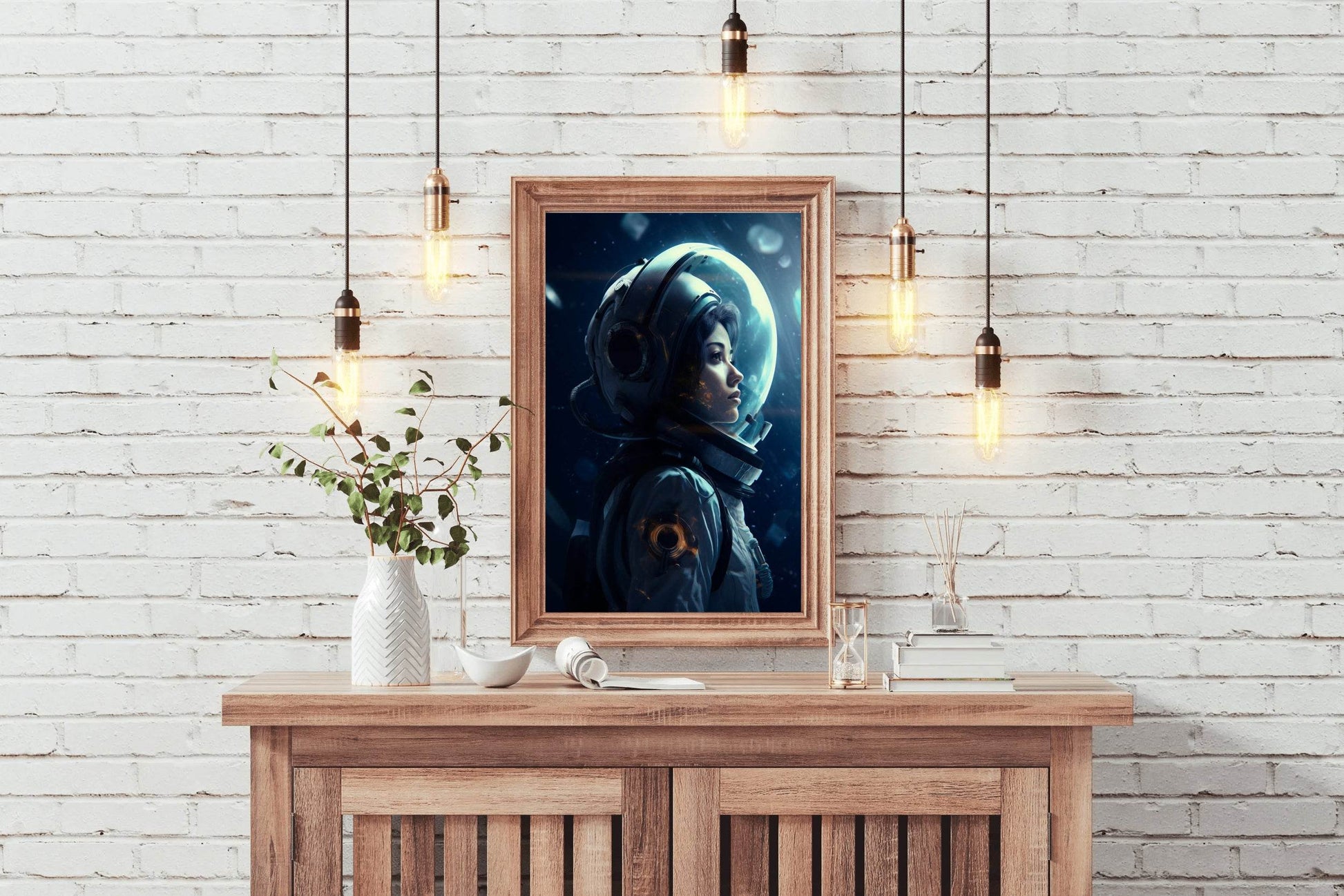 Female Astronaut portrait from side Wall Art - beink online art store