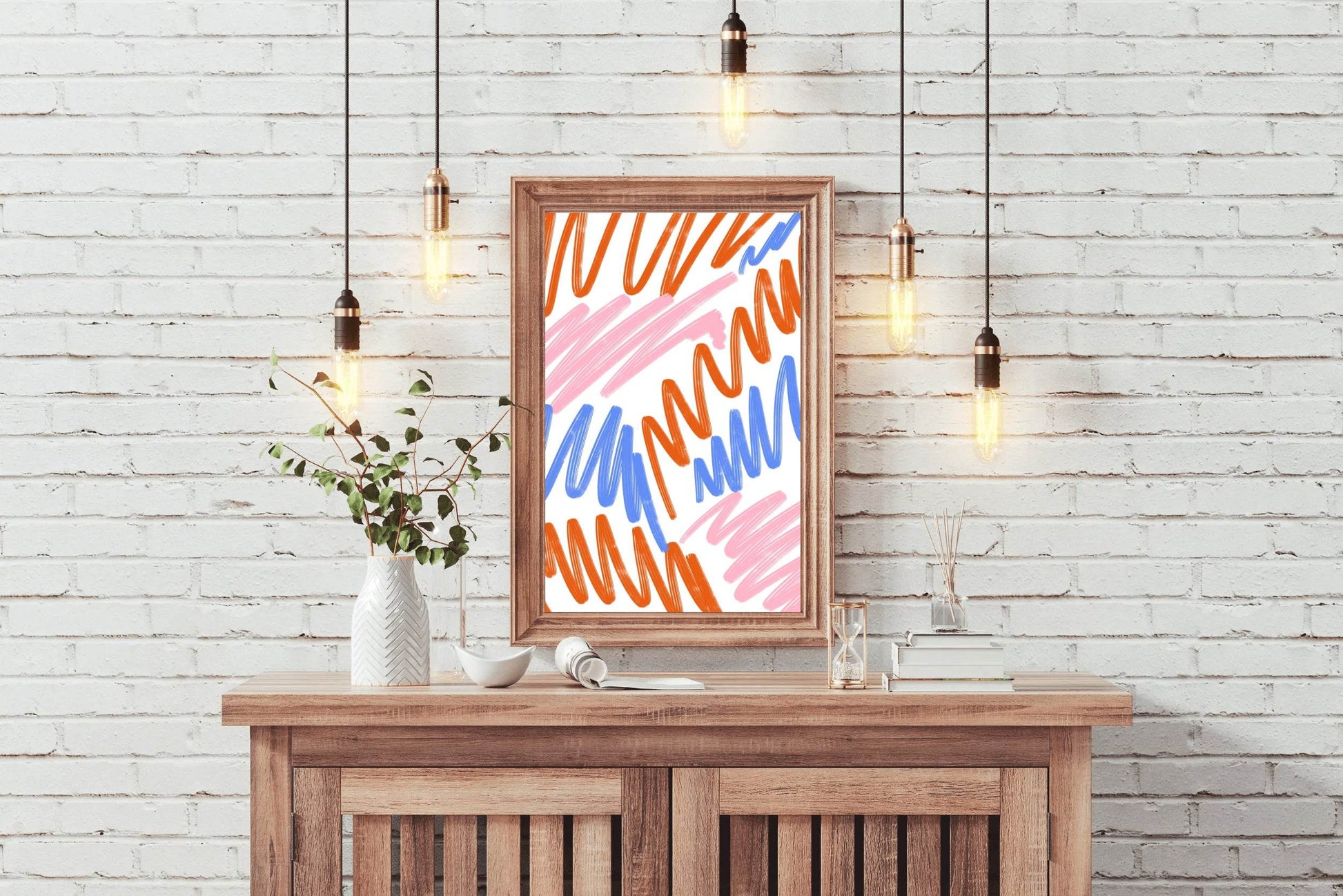 Colorful Lines on White Background Wall Art - beink online art store