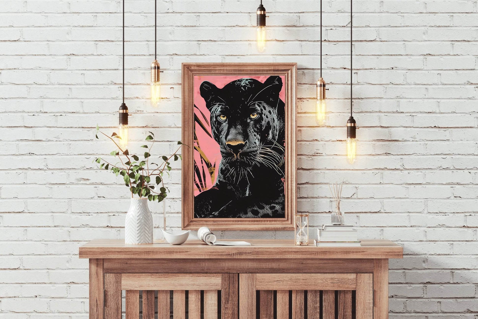 Majestic Black Panther With Pink Background - beink online art store