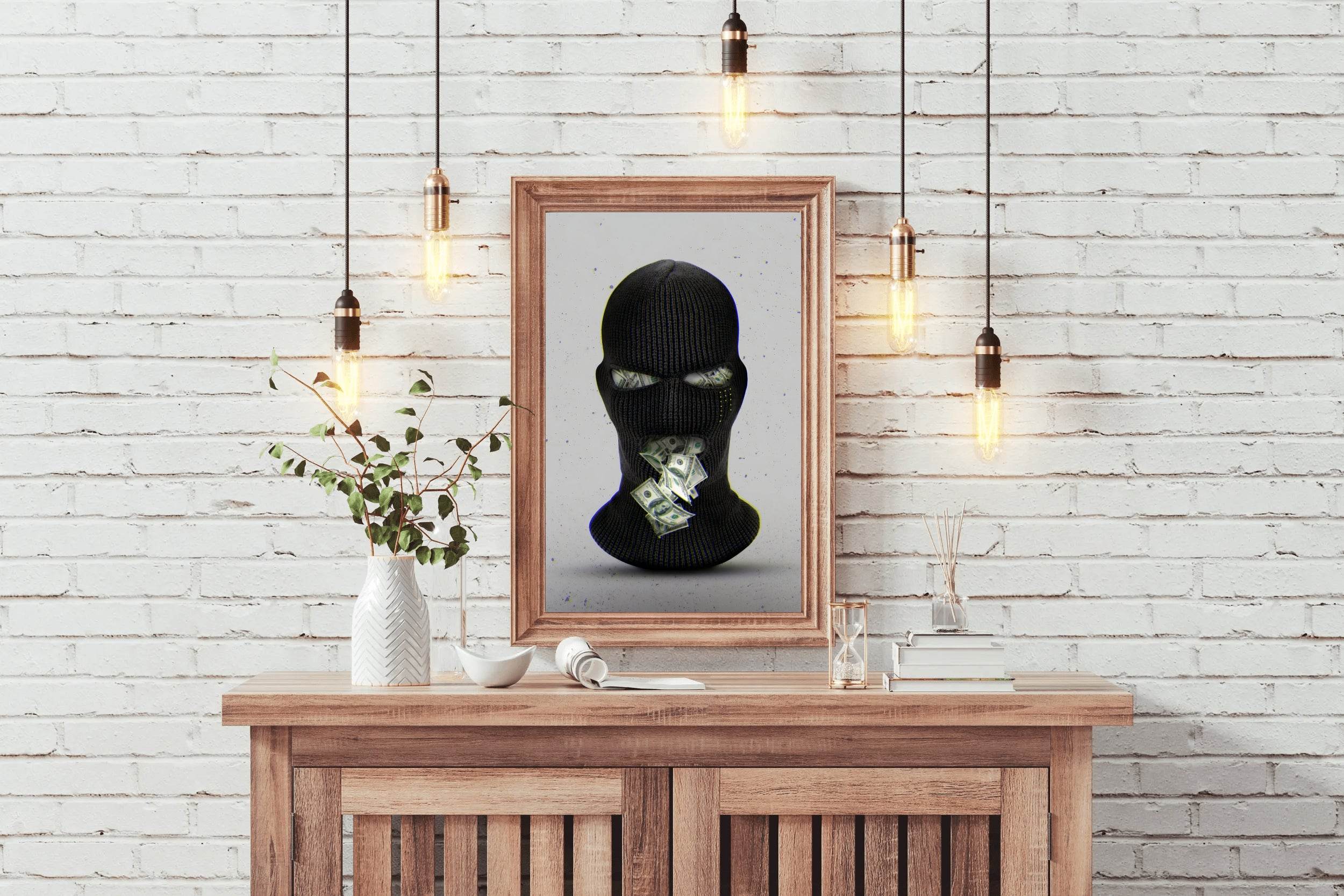 Full Face Balaclava Mask Wall Art - beink online art store