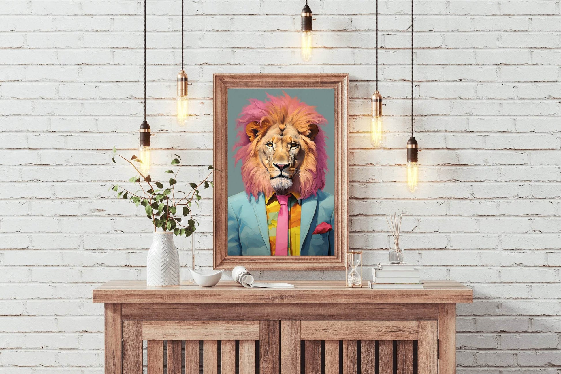 Colorful Painting of Lion Wearning Suit - beink online art store