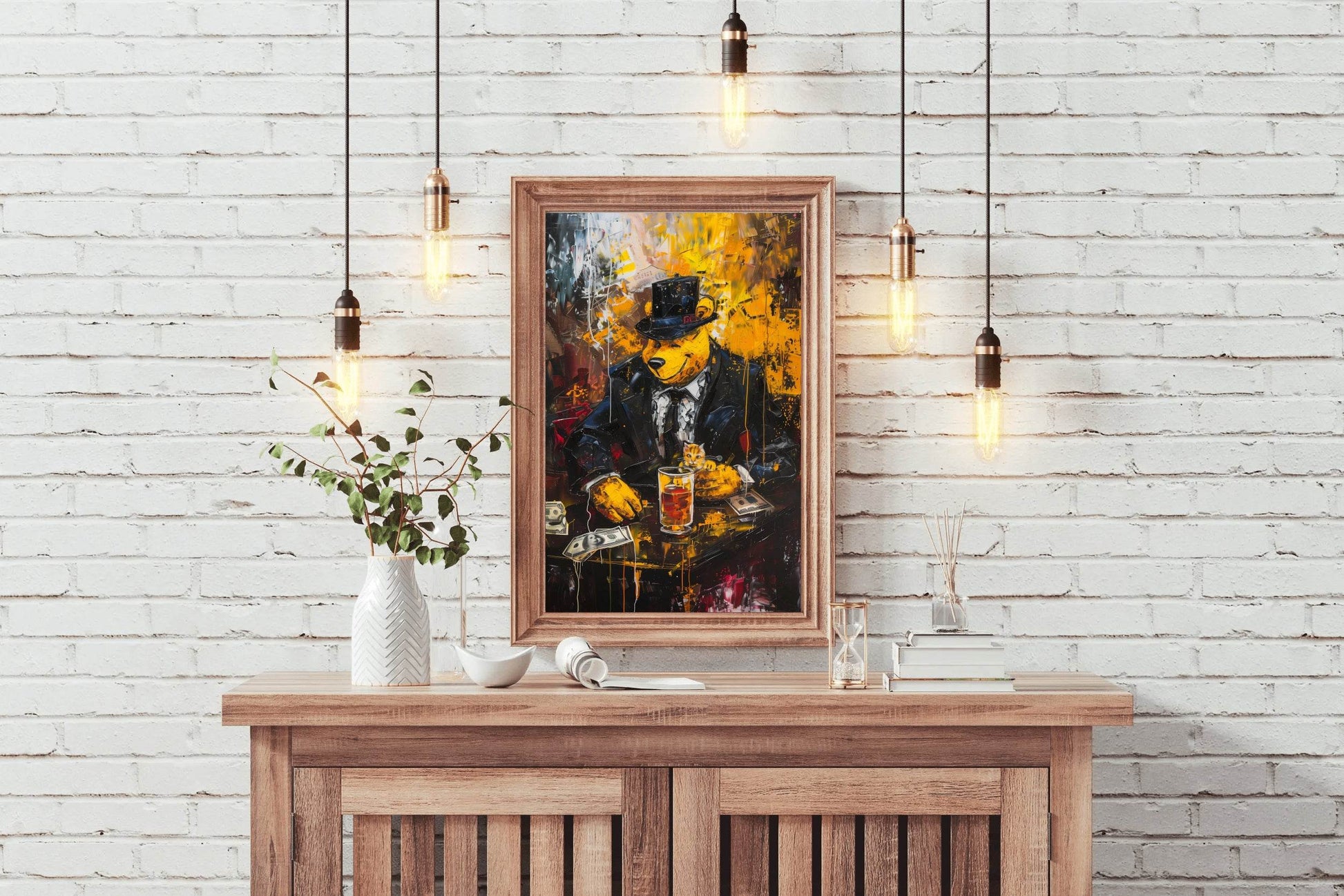 Painting of a Bear Dressed in a Suit and Hat - beink online art store